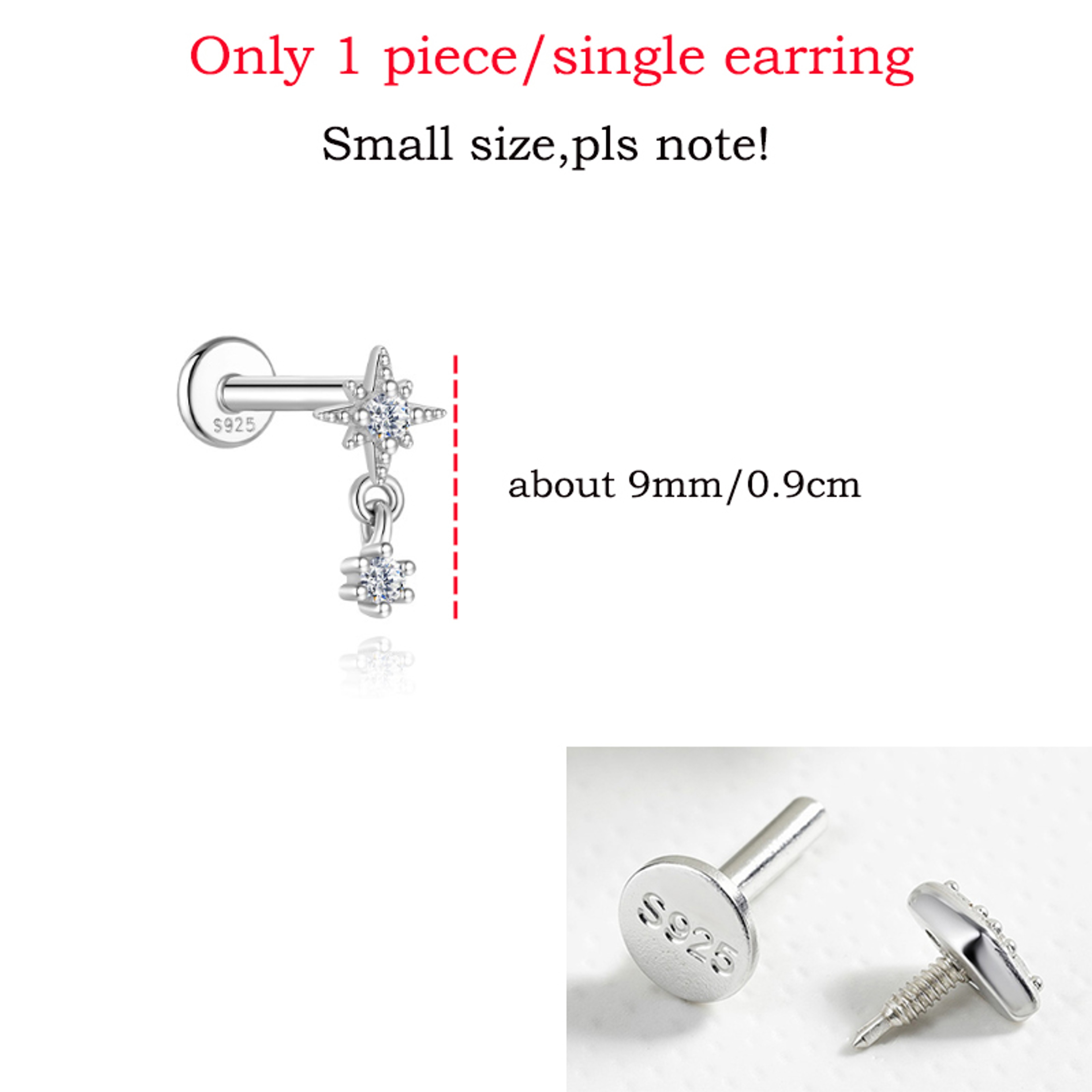 D Color VVS1 Moissanite Flat Back Stud Earring In S925 Sterling Silver 20