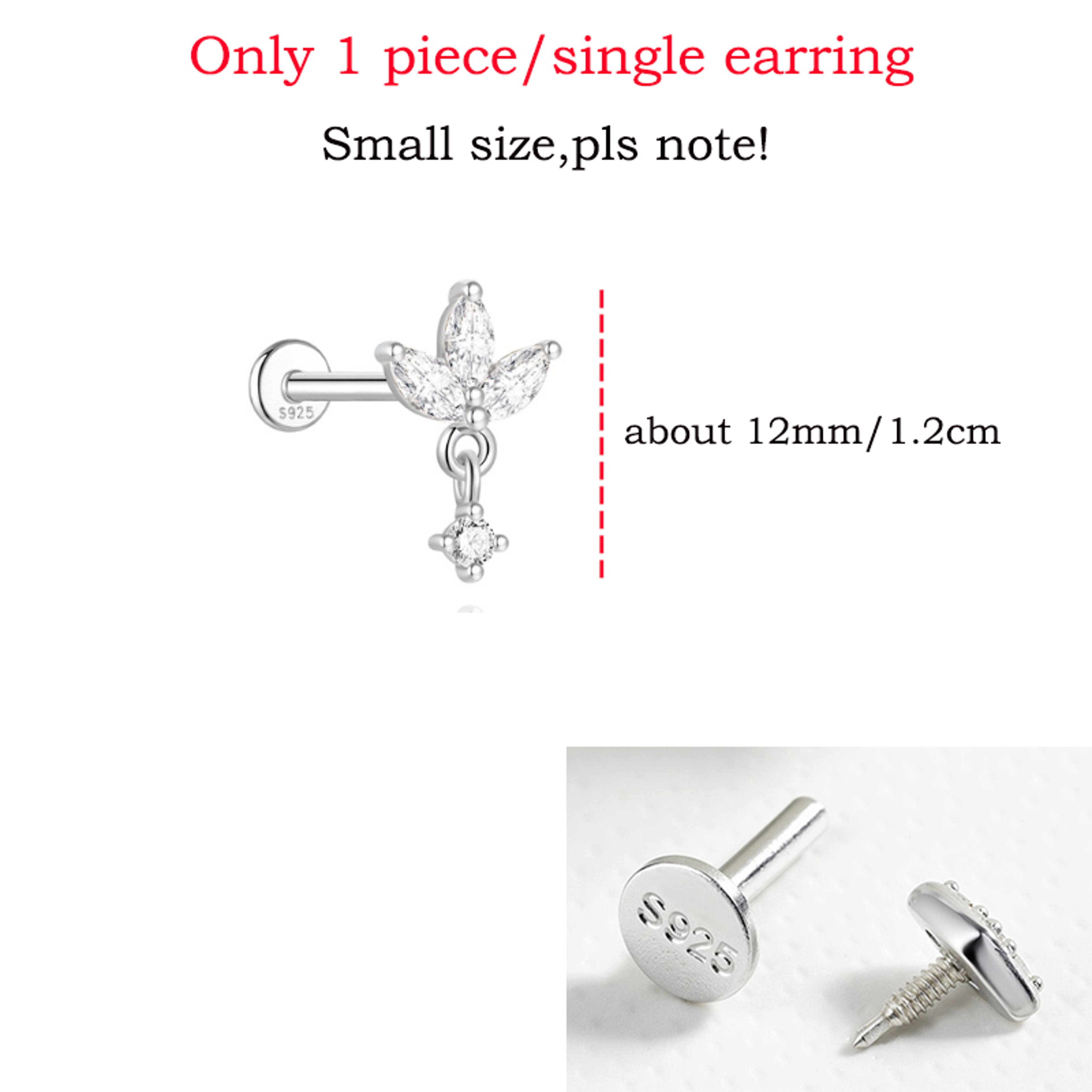 D Color VVS1 Moissanite Flat Back Stud Earring In S925 Sterling Silver 21