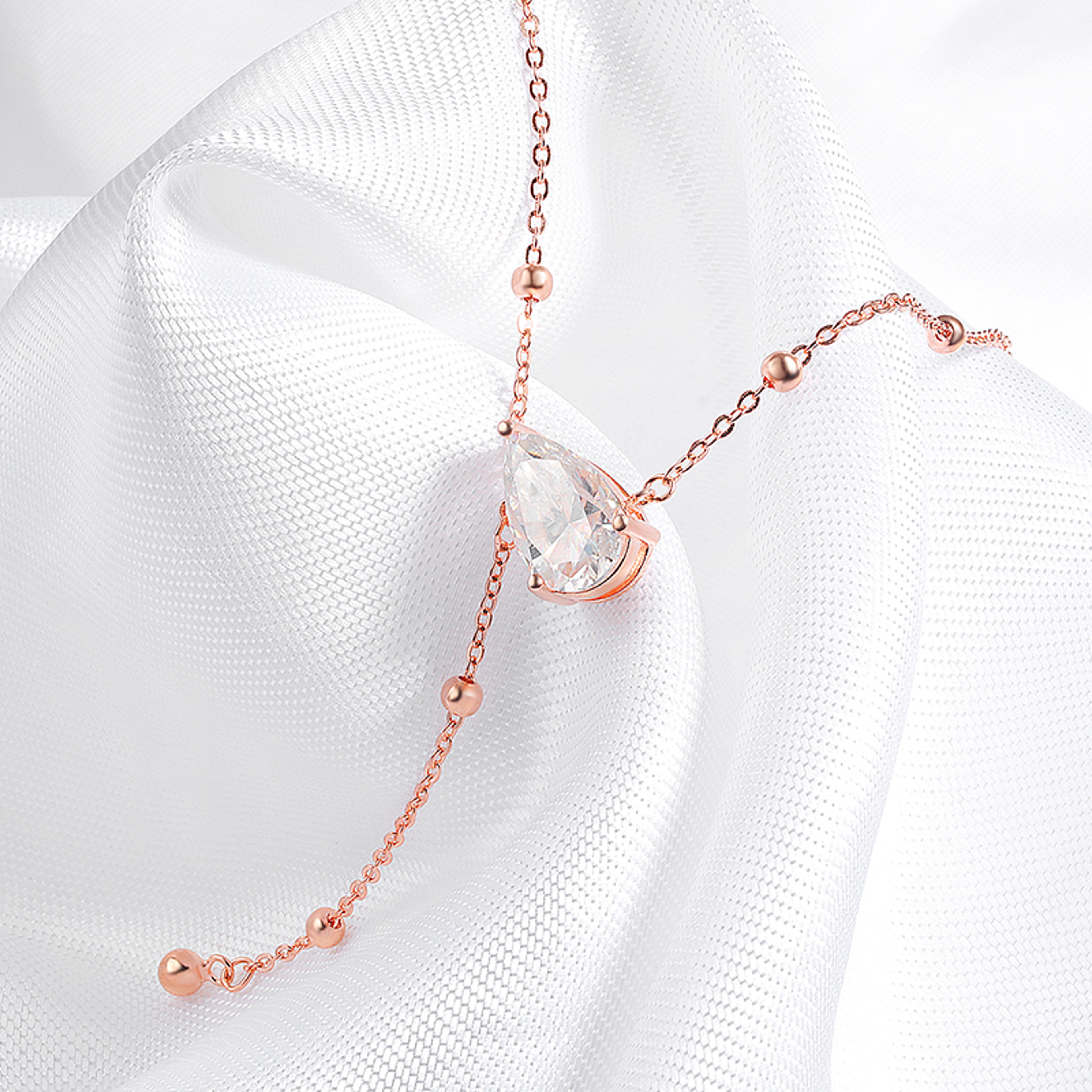 Pear Cut Moissanite Necklace 925 Sterling Silver Water Drop Pendant For Women 0