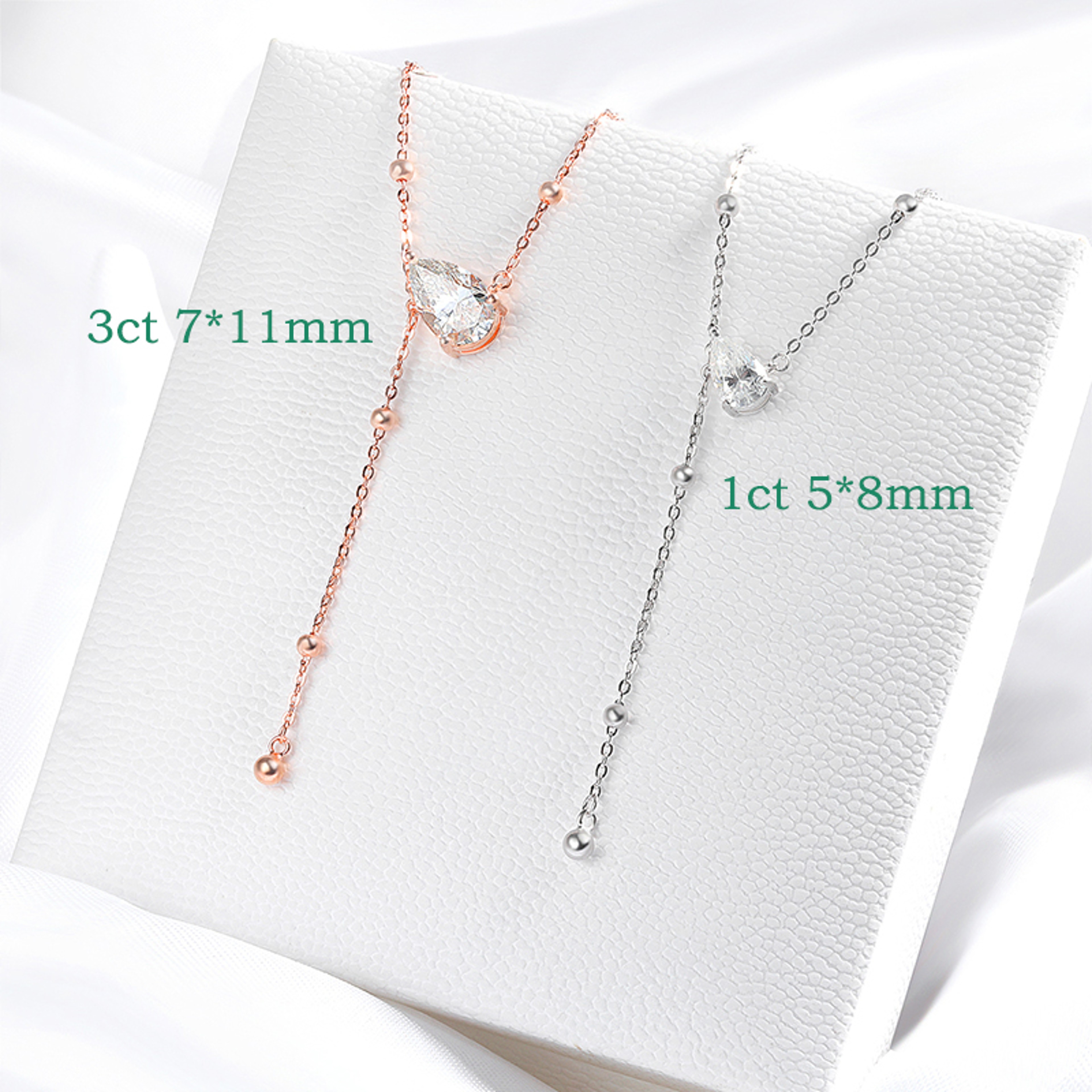 Pear Cut Moissanite Necklace 925 Sterling Silver Water Drop Pendant For Women 2
