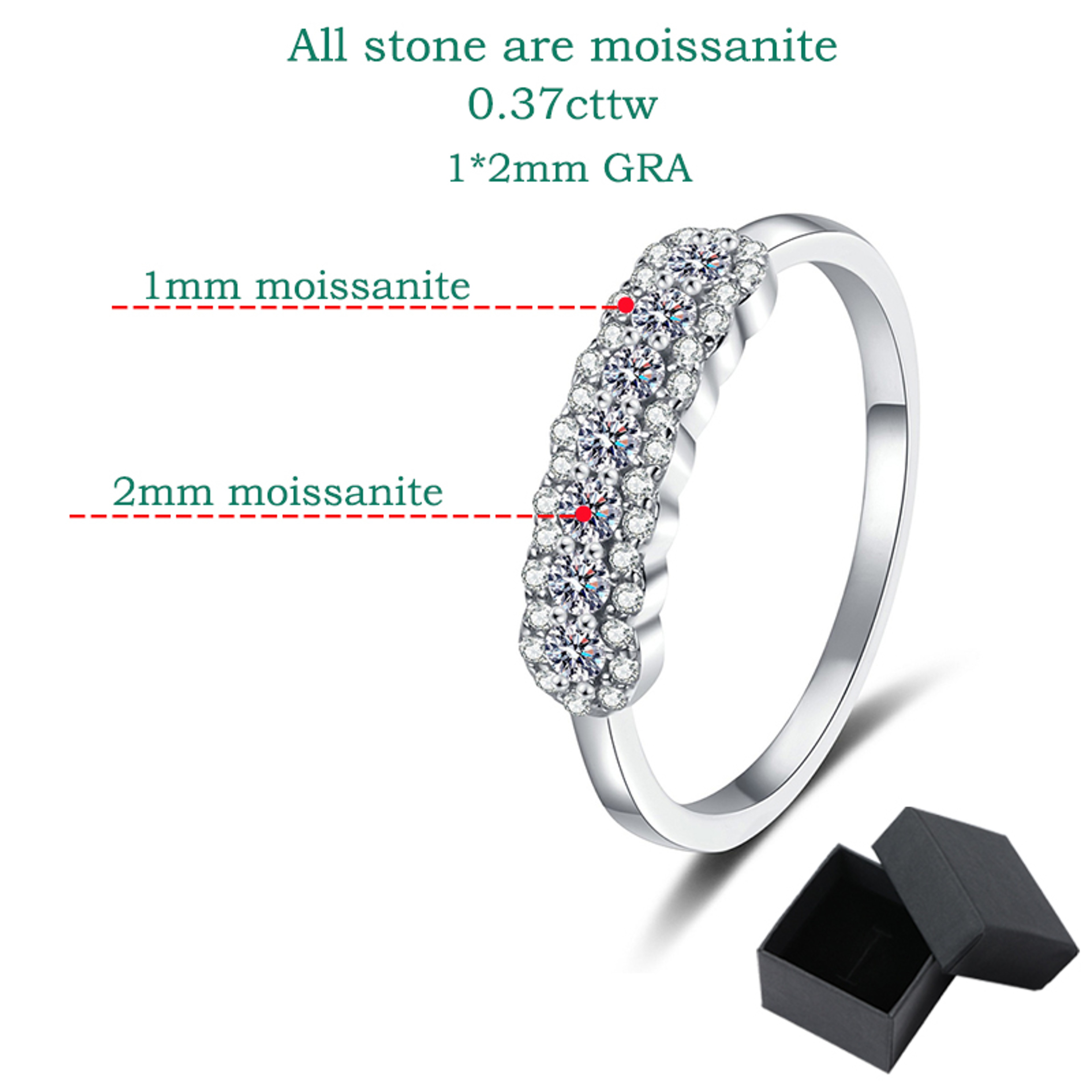2mm Moissanite Eternity Ring Sterling Silver Wedding Band For Women 5