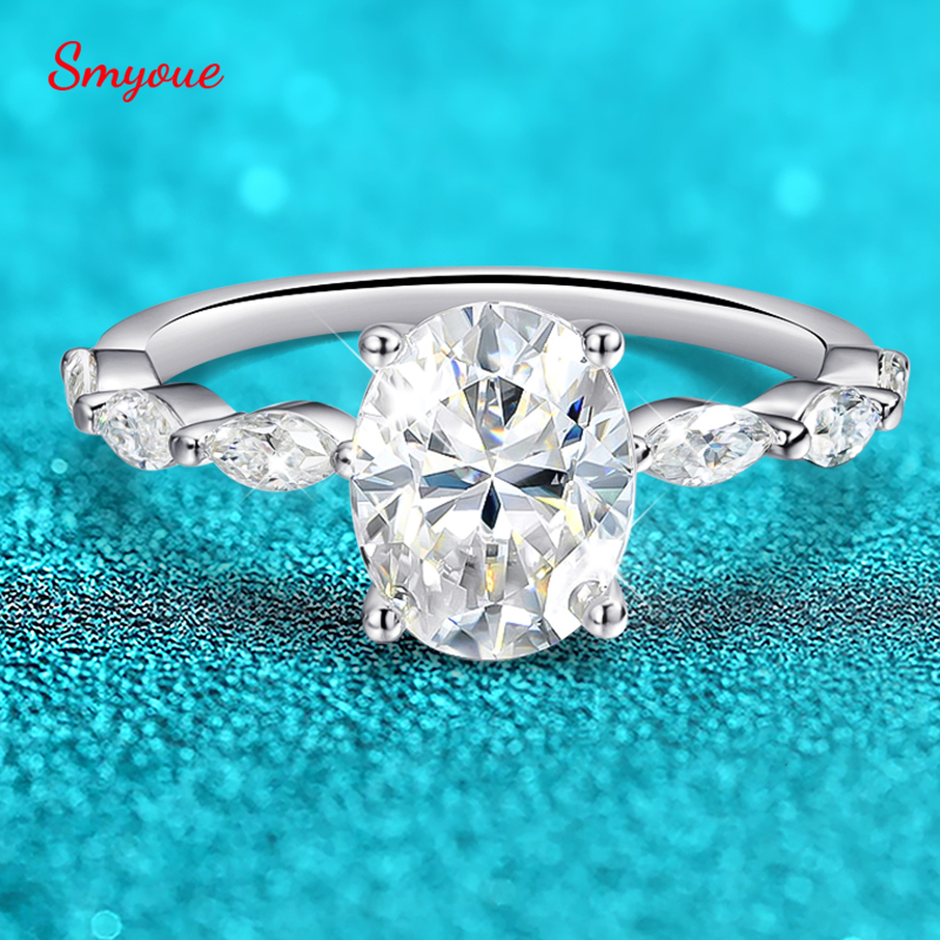 Oval Cut Moissanite Engagement Ring 1CT 2CT S925 Sterling Silver Bridal Ring 1