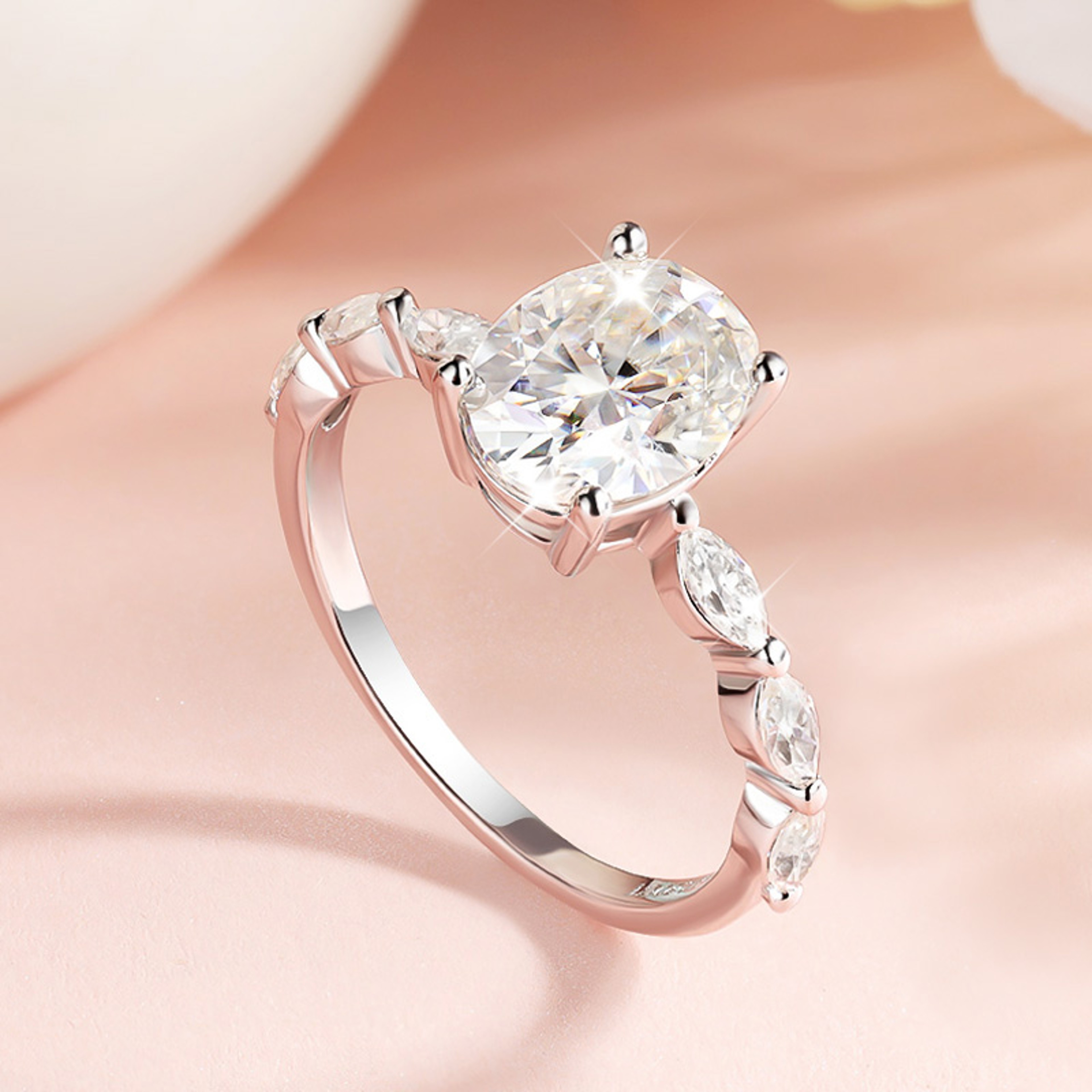 Oval Cut Moissanite Engagement Ring 1CT 2CT S925 Sterling Silver Bridal Ring 0