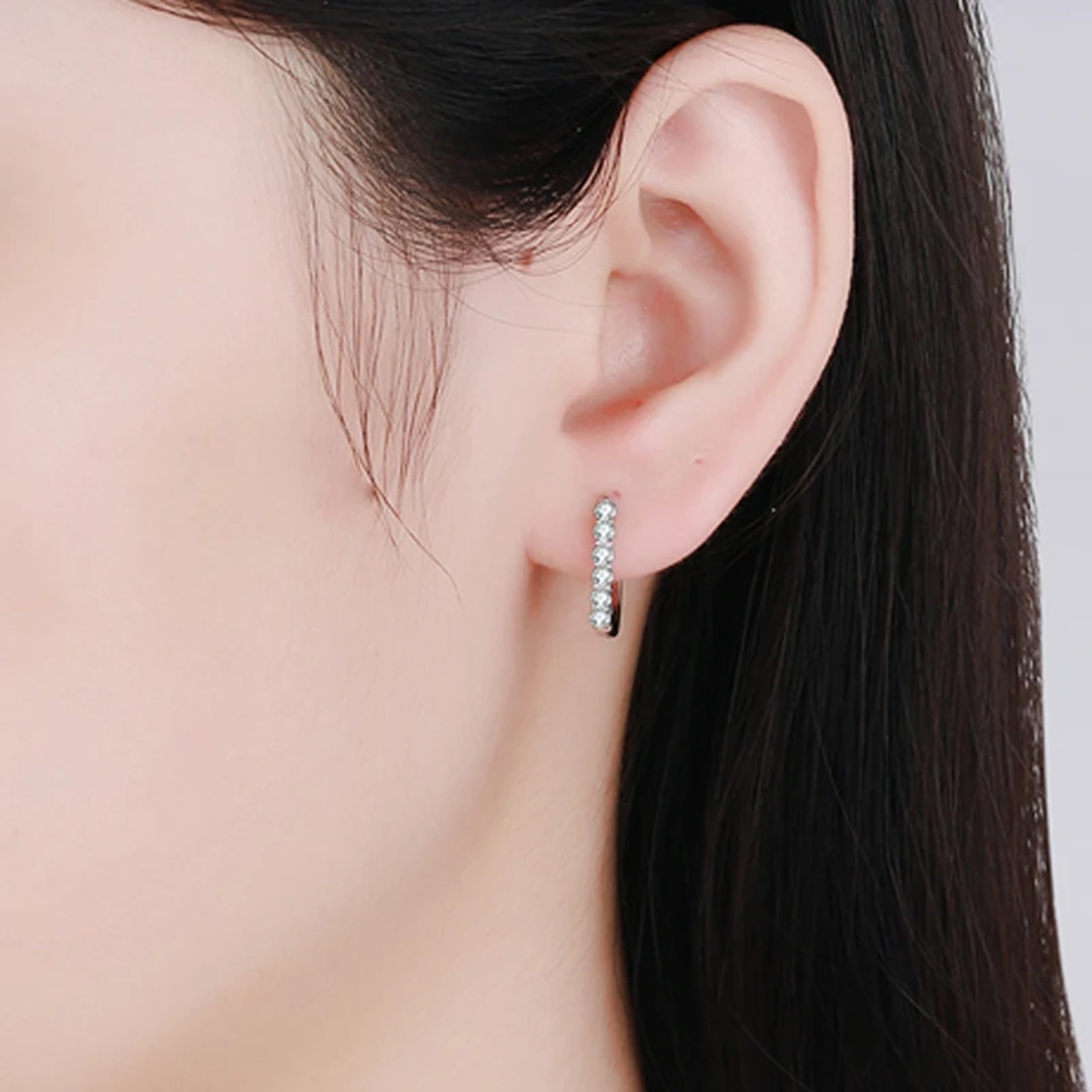 Radiant Halo Moissanite Hoop Earrings In 925 Sterling Silver 4