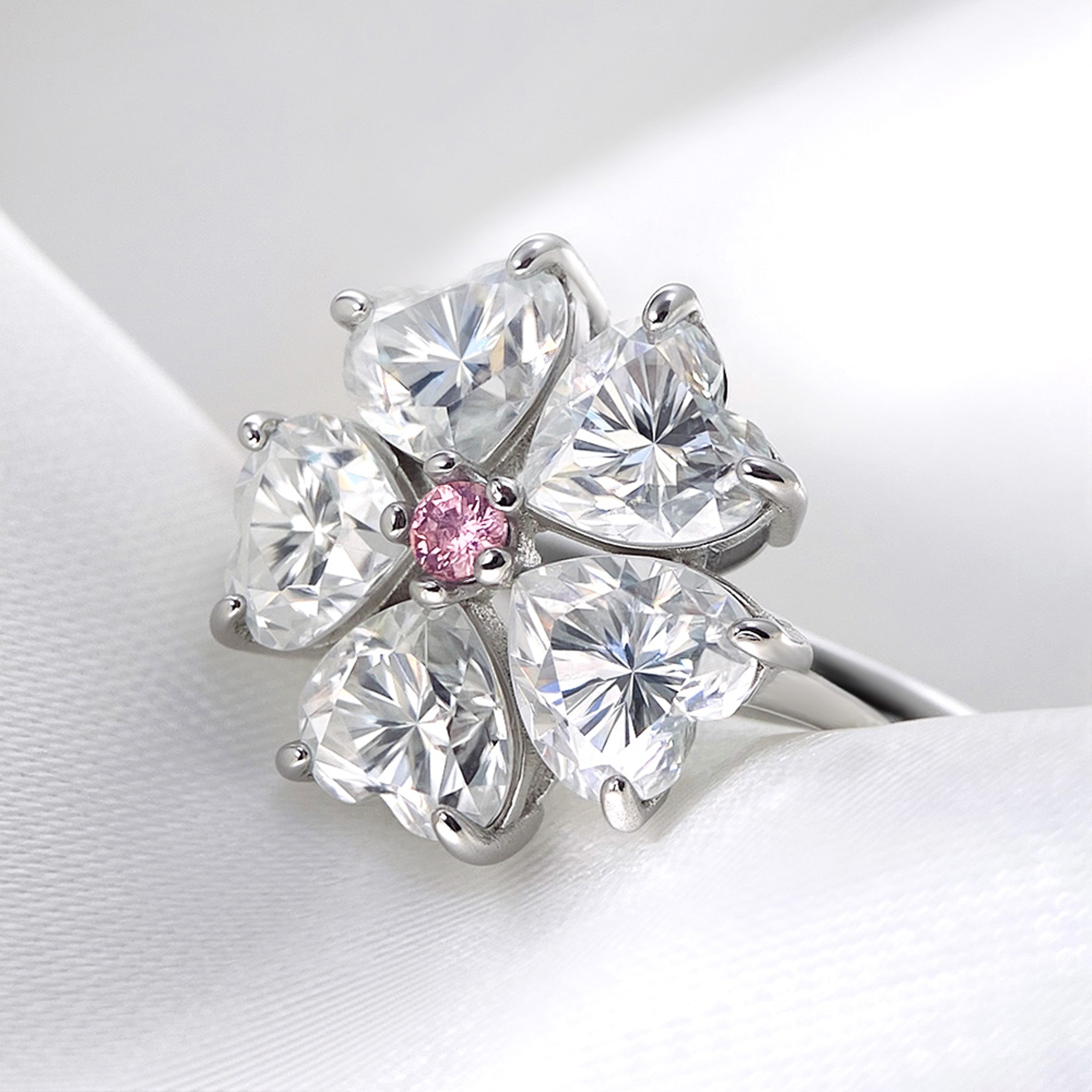 14K Gold Plated Moissanite Ring For Women 925 Sterling Silver Wedding Band 4