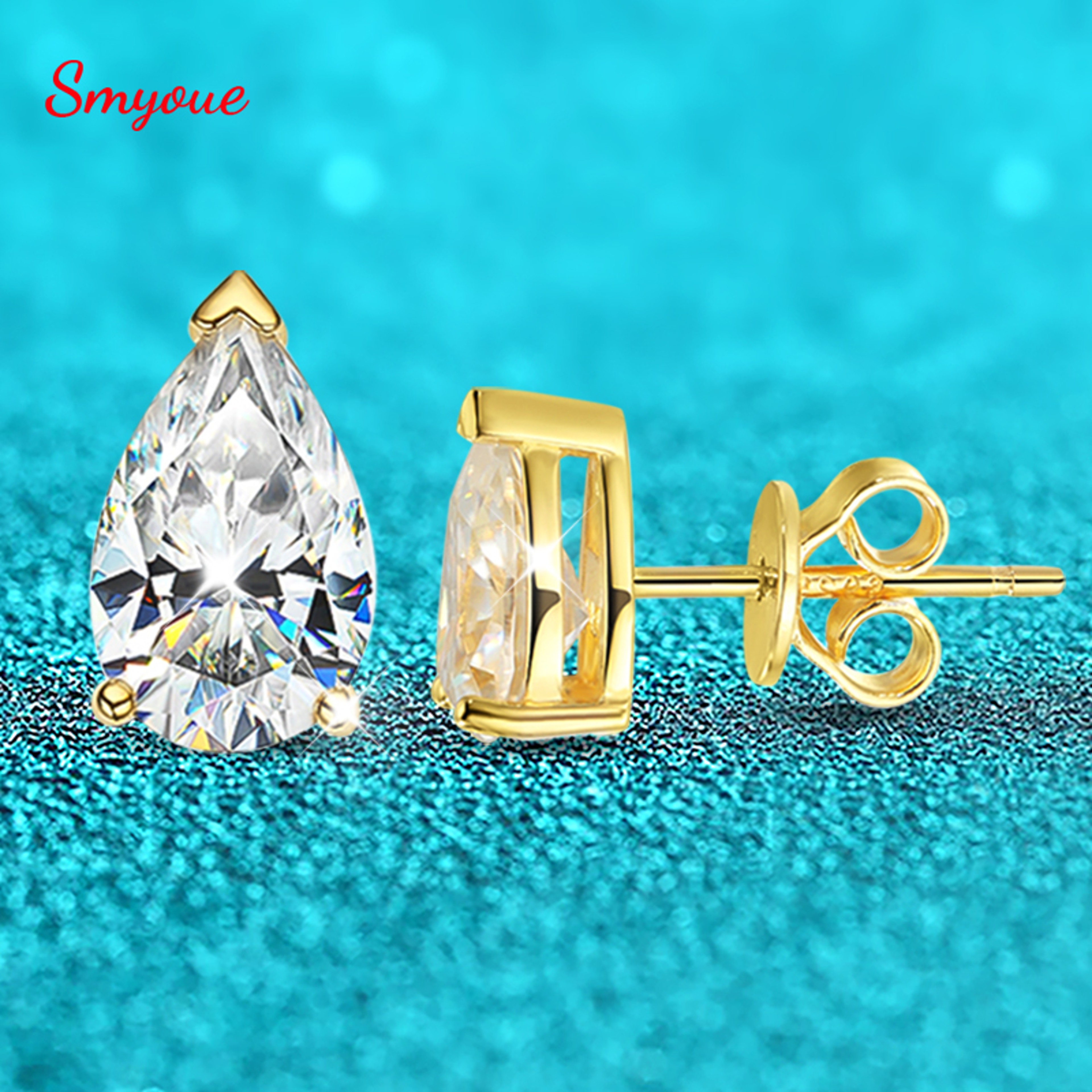 Pear Cut Moissanite Stud Earrings In 925 Sterling Silver 1