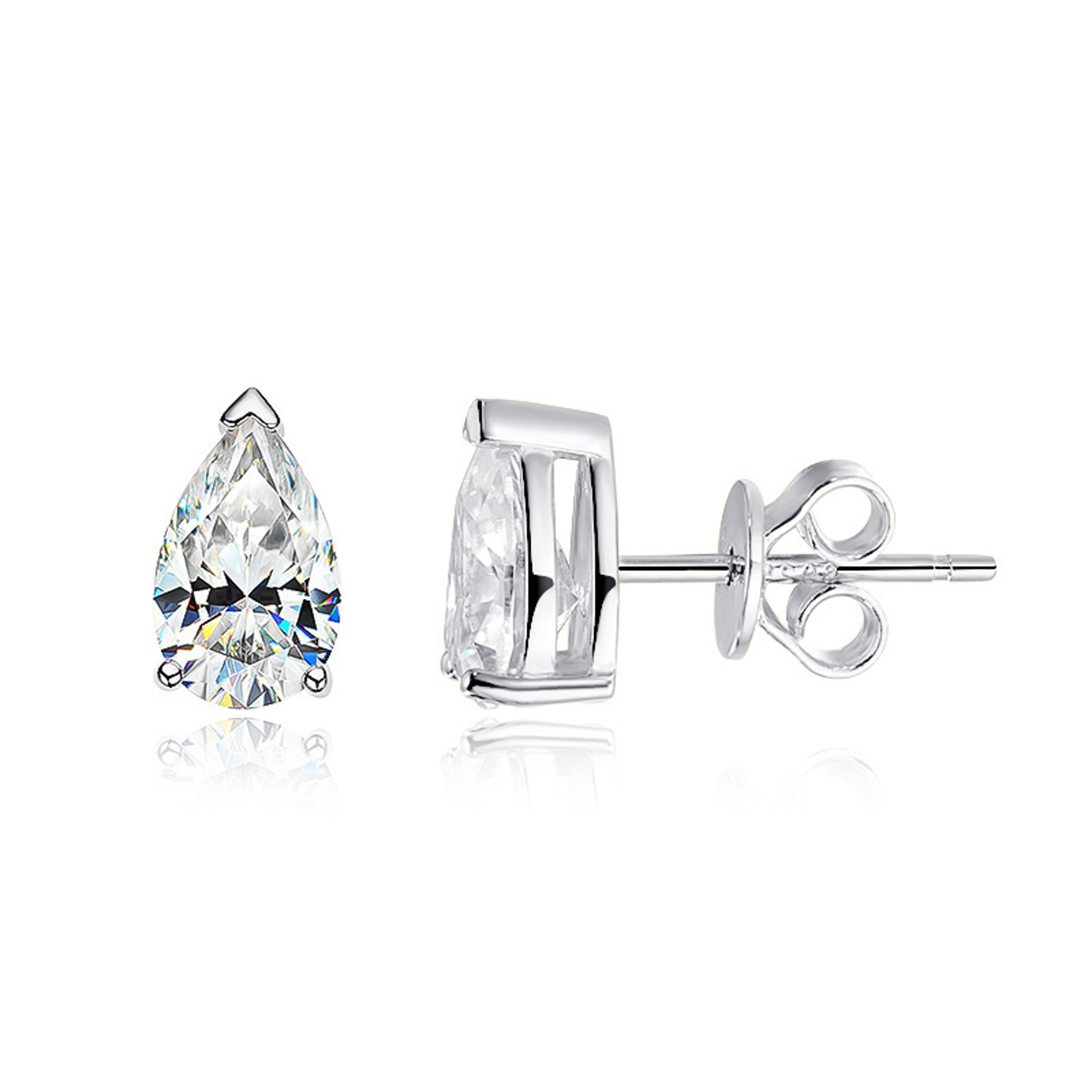 Pear Cut Moissanite Stud Earrings In 925 Sterling Silver 7
