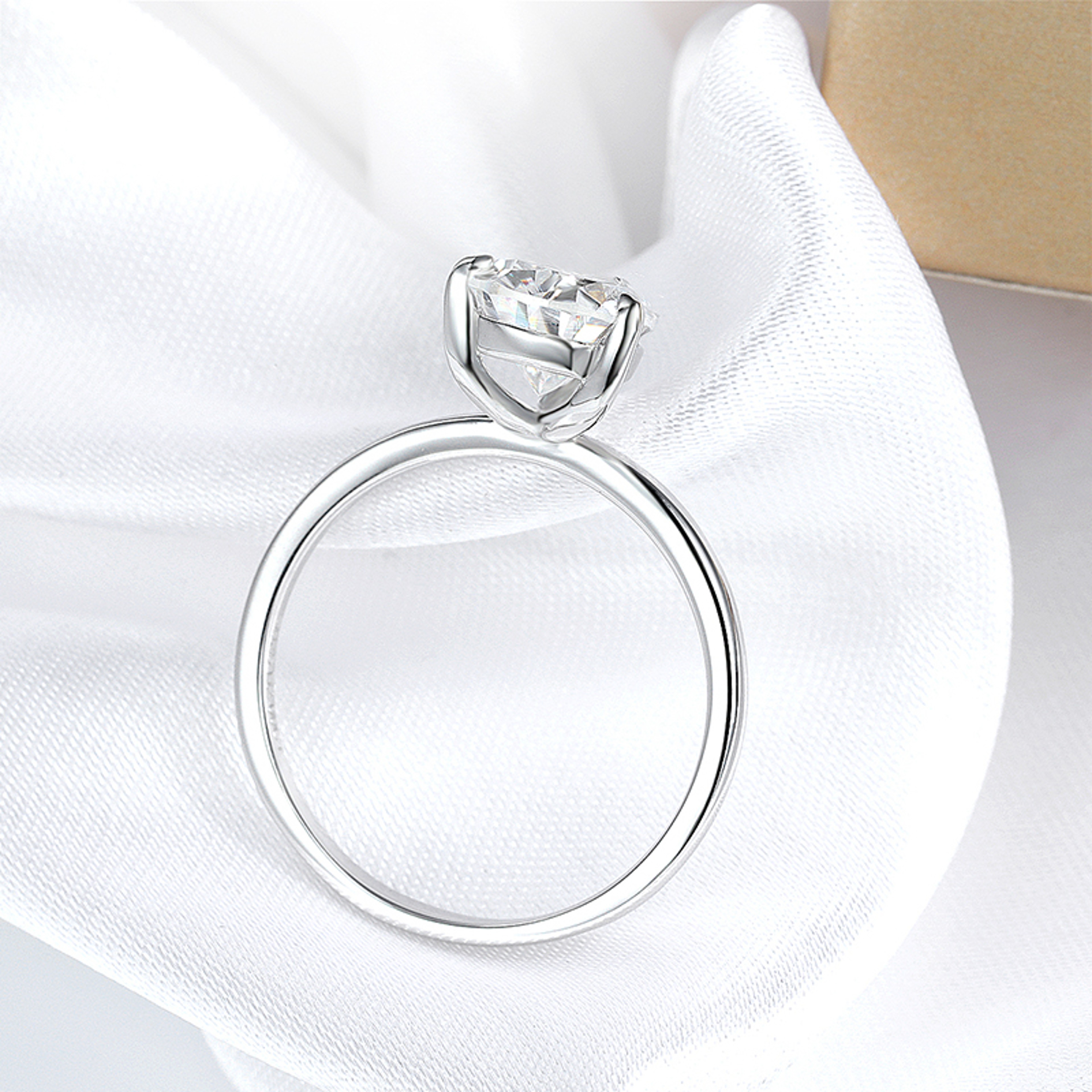 Pear Cut Moissanite Solitaire Engagement Ring In 925 Sterling Silver 3