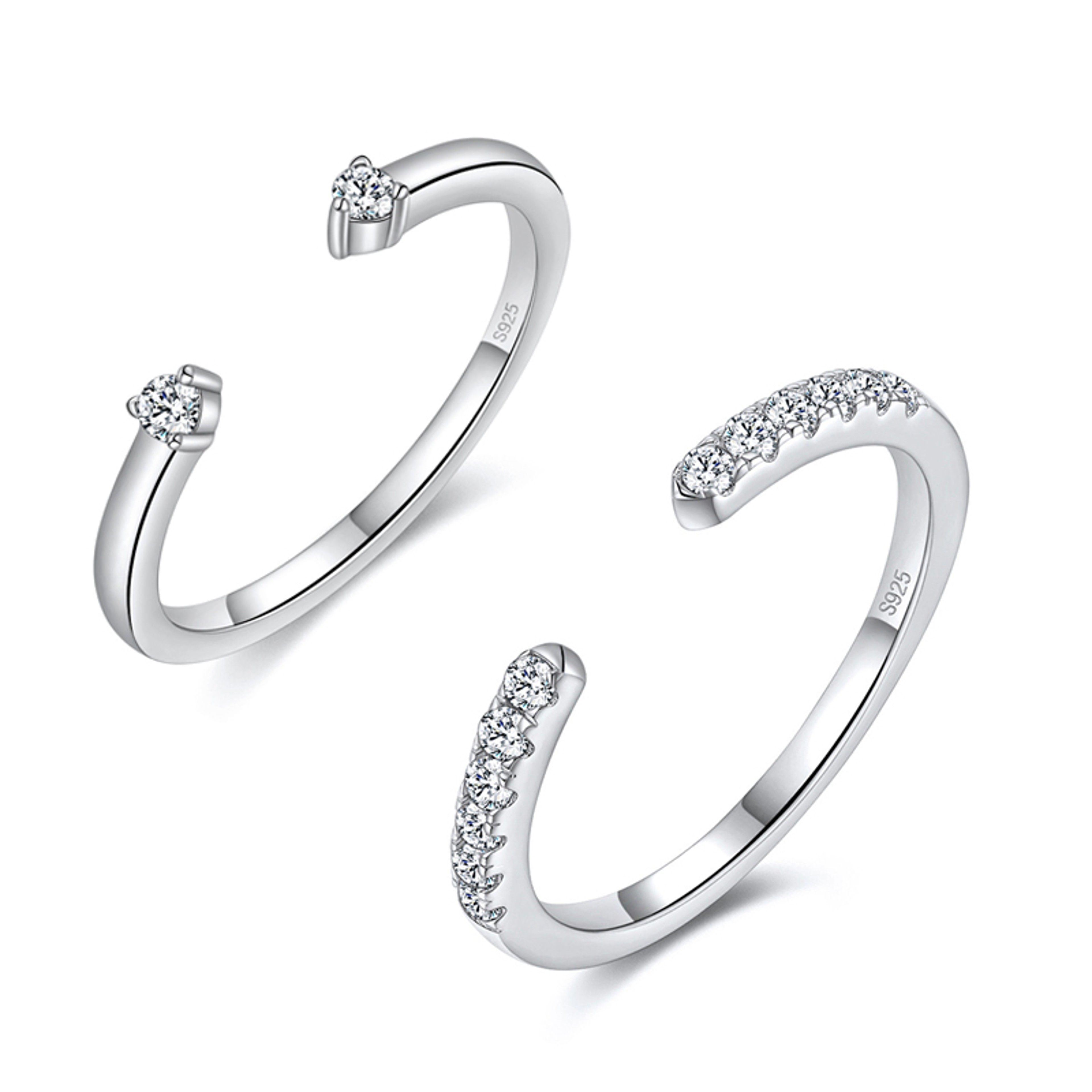 Radiant Adjustable Moissanite Wedding Band In 925 Sterling Silver 0