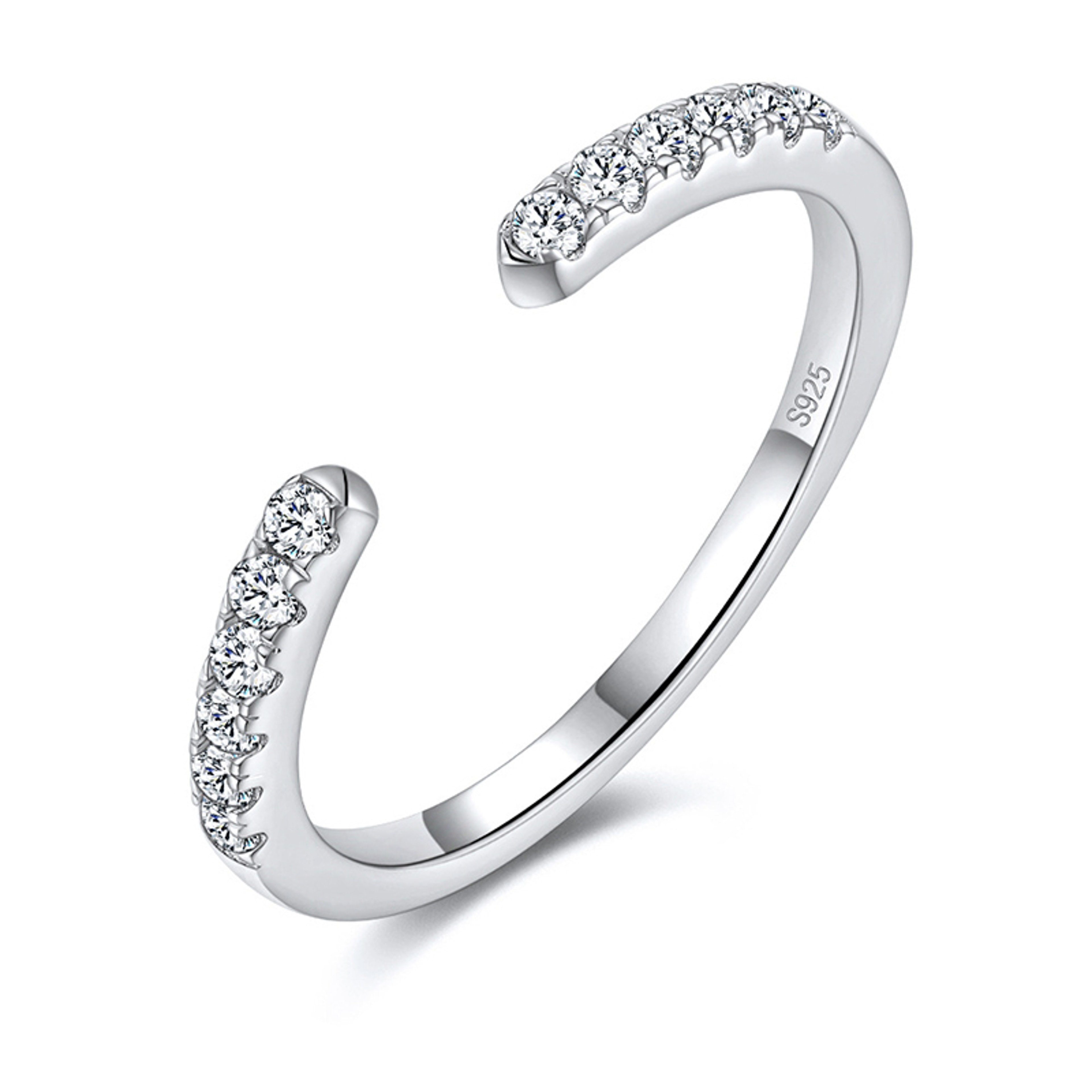 Radiant Adjustable Moissanite Wedding Band In 925 Sterling Silver 8