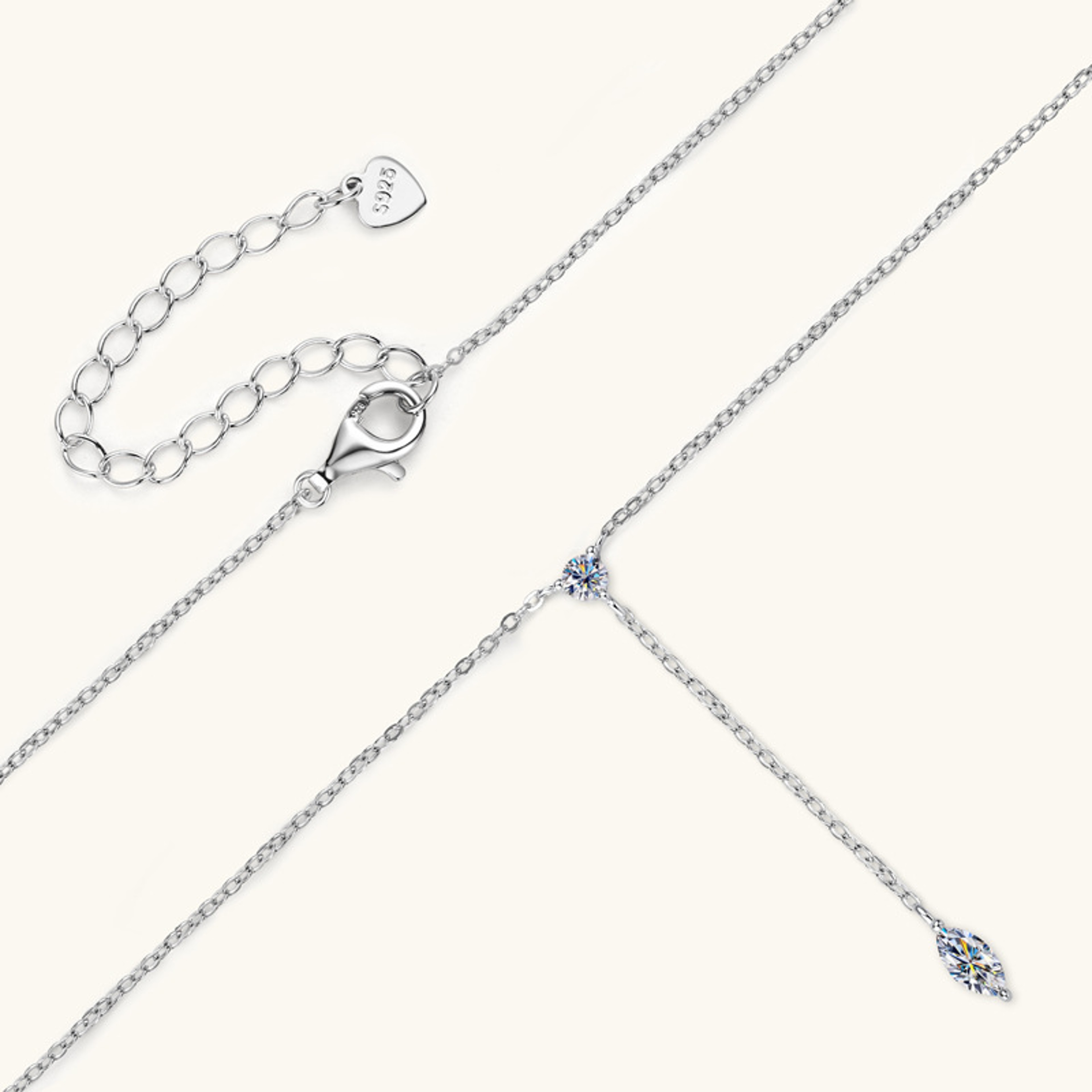 Marquise Moissanite Y Drop Necklace 925 Sterling Silver D Color Pendant 0