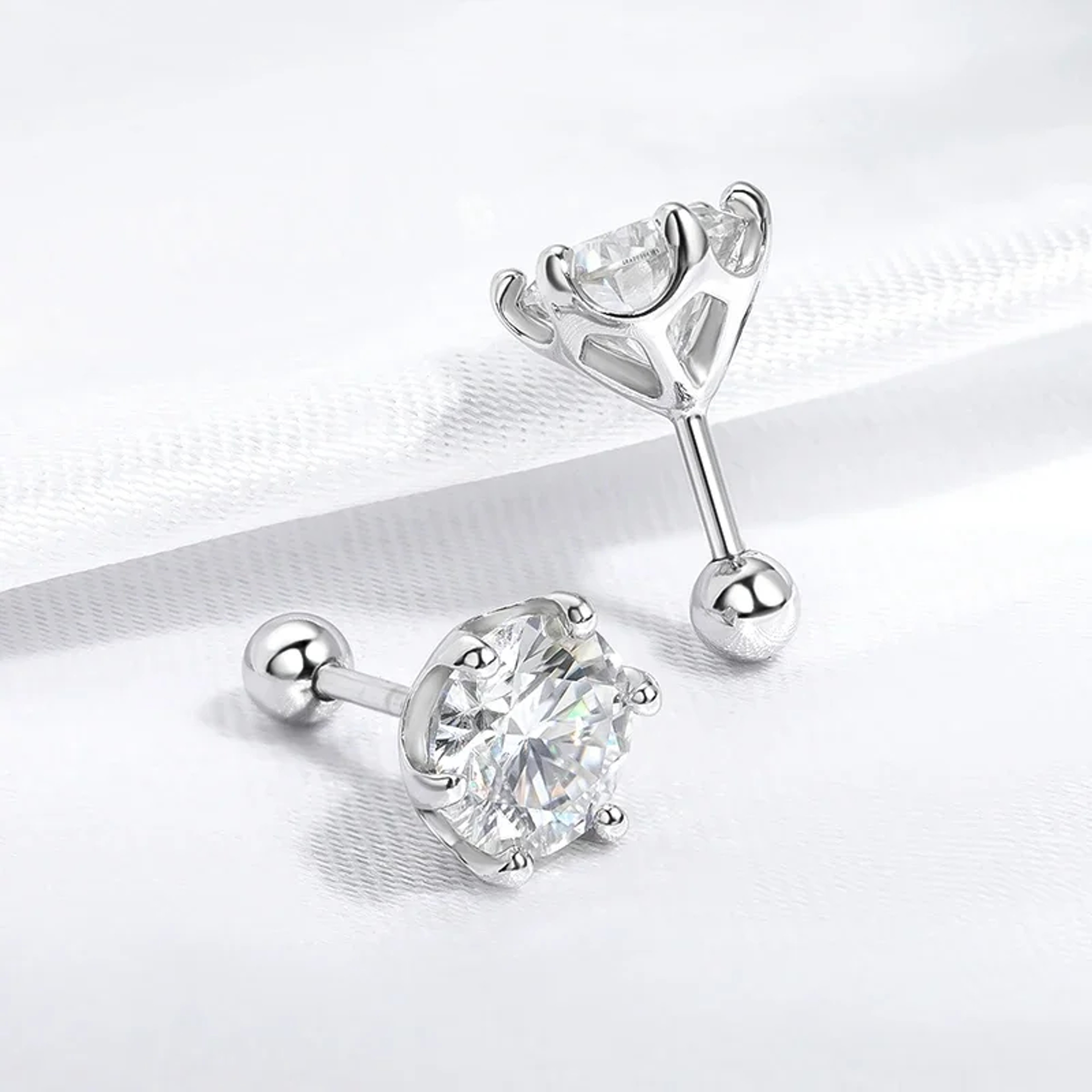 Radiant D Color Moissanite Stud Earrings In 925 Sterling Silver With Secure Screw Back 0