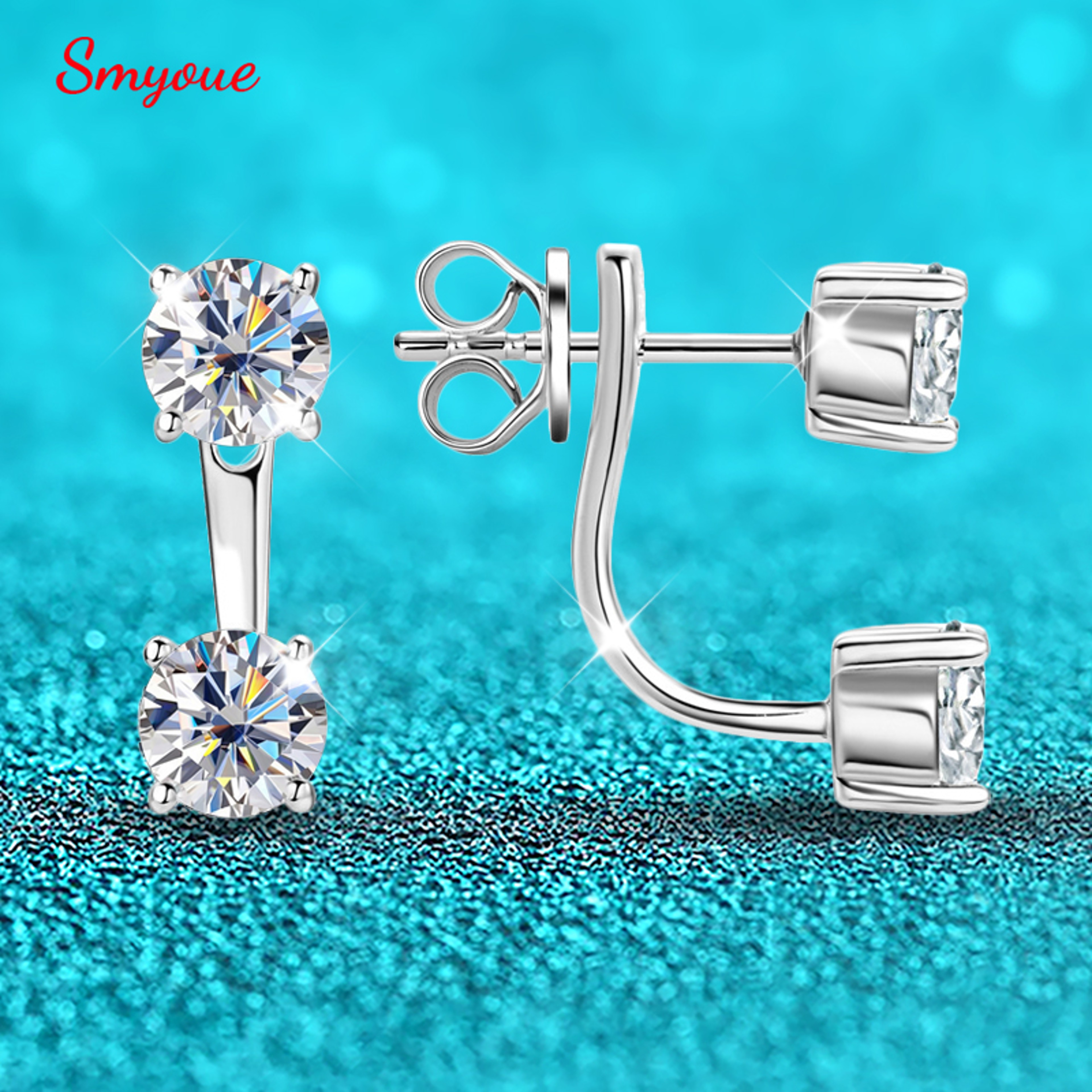 D Color Moissanite Stud Earrings In 925 Sterling Silver 2