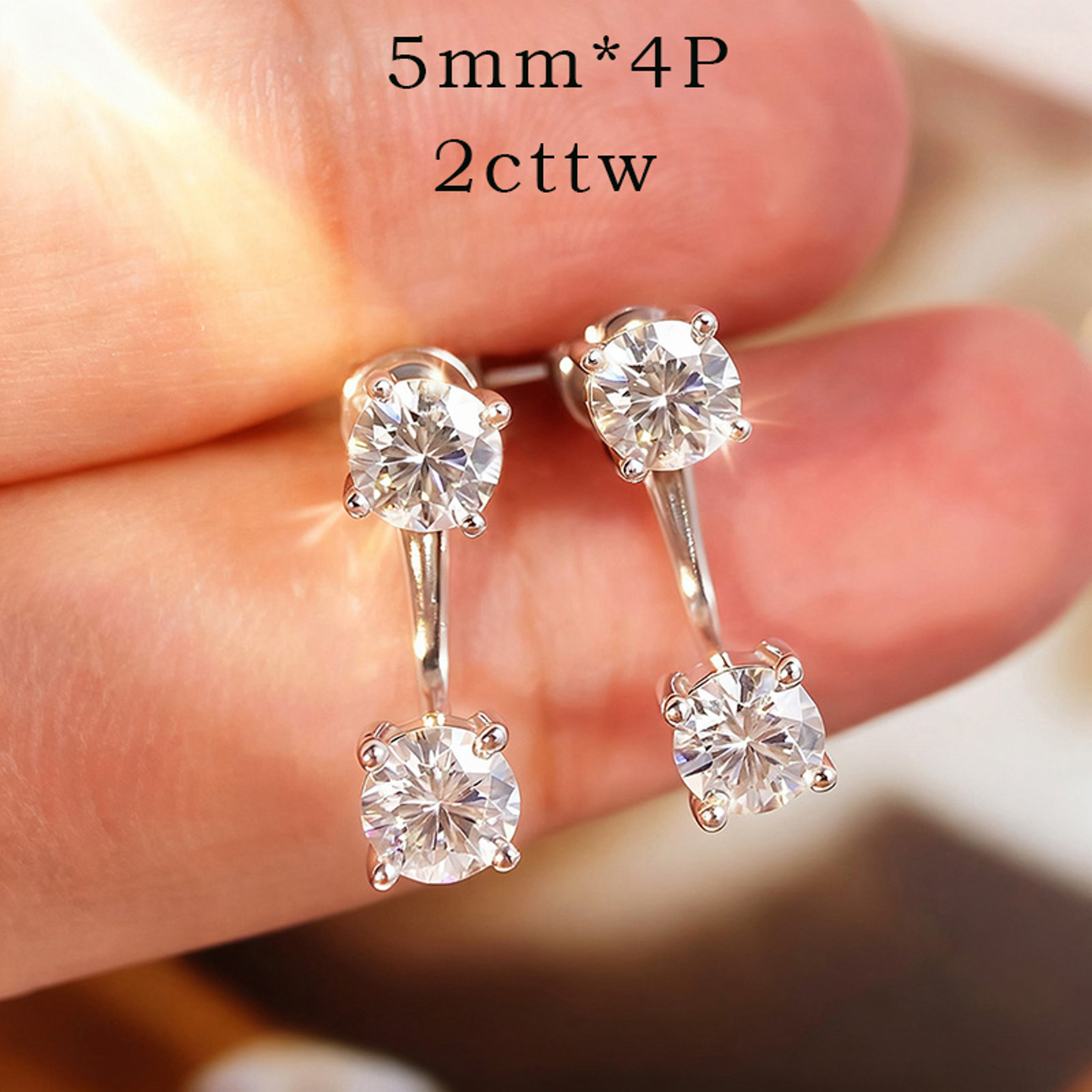 D Color Moissanite Stud Earrings In 925 Sterling Silver 3