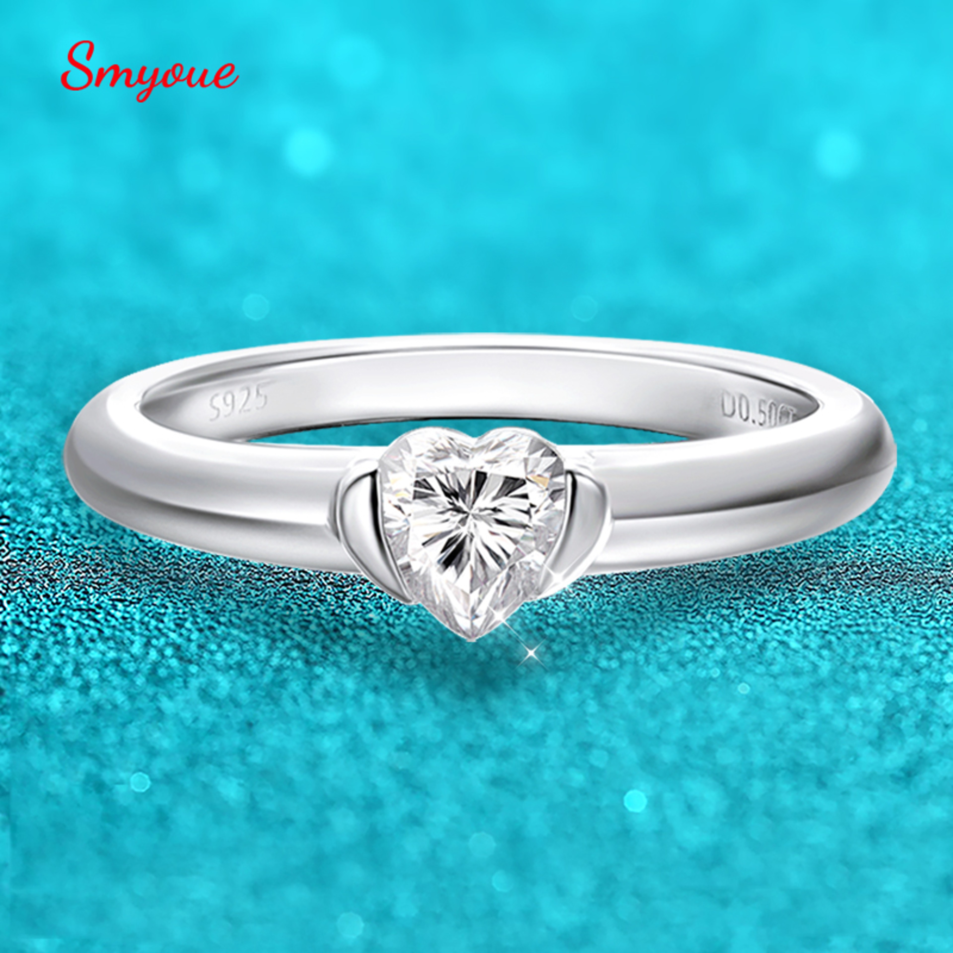 Heart Cut Moissanite Engagement Ring In 925 Sterling Silver 1