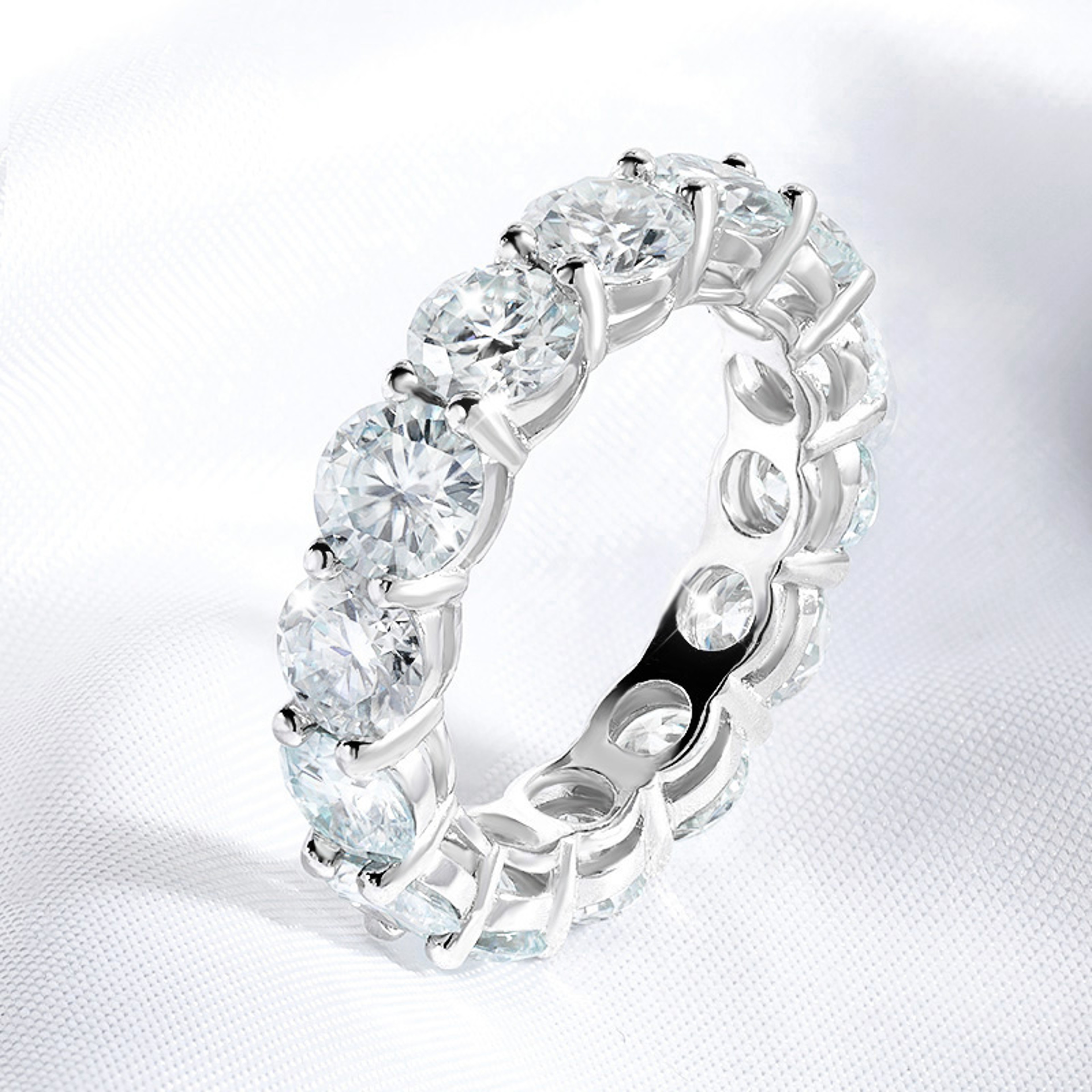 Moissanite Eternity Ring 925 Sterling Silver Wedding Band 0