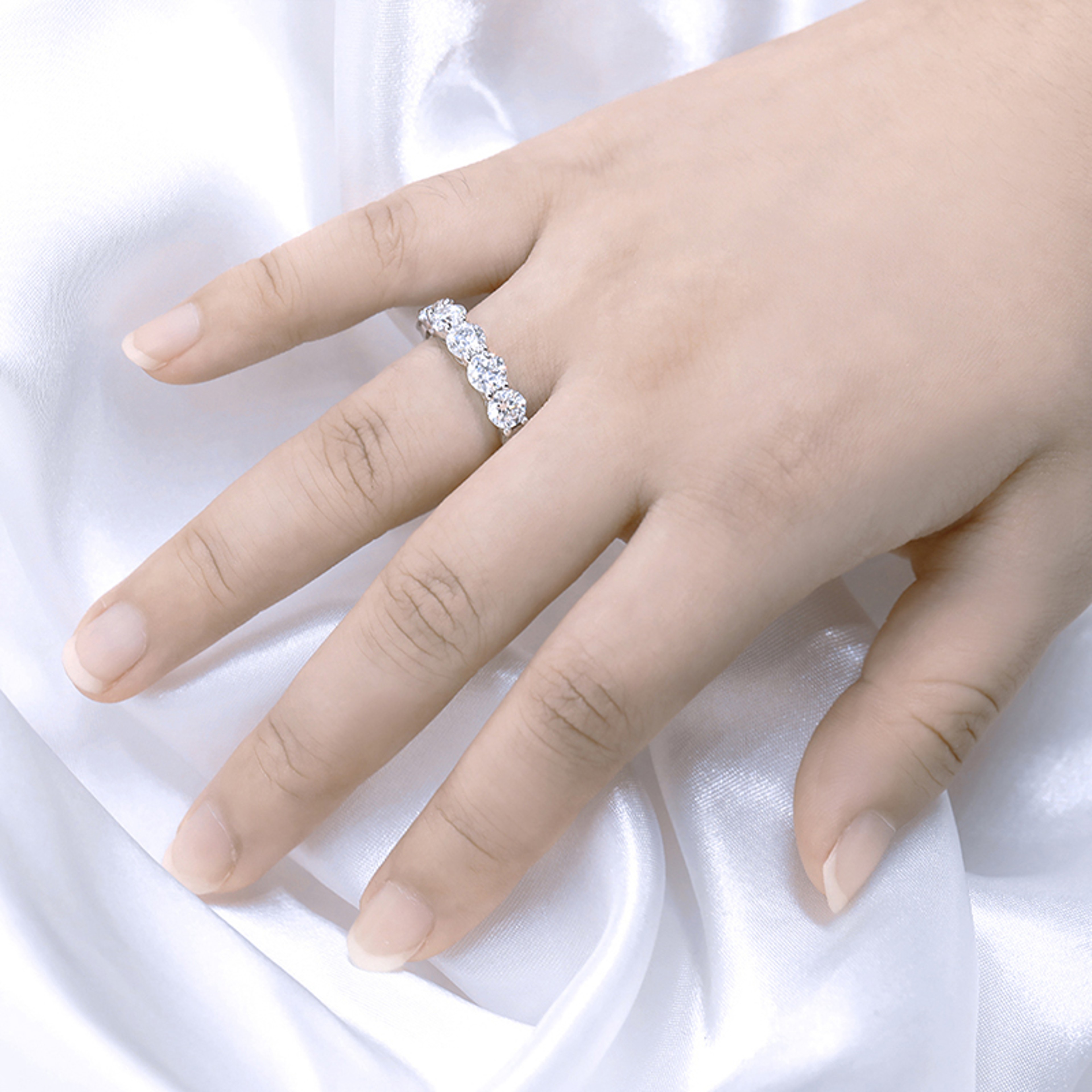 Moissanite Eternity Ring 925 Sterling Silver Wedding Band 4