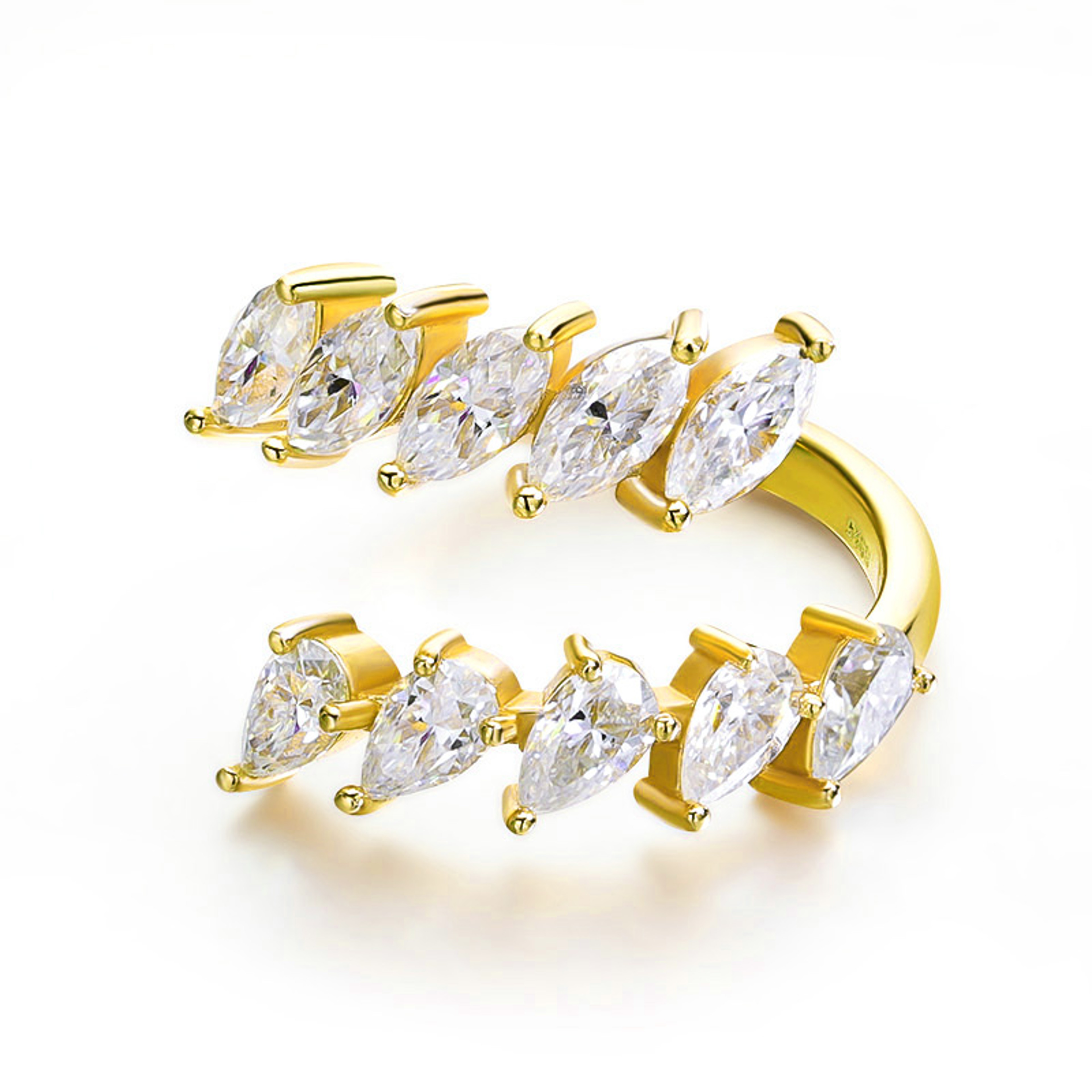 Pear Marquise Moissanite Ring D Color Sterling Silver Wedding Band 0
