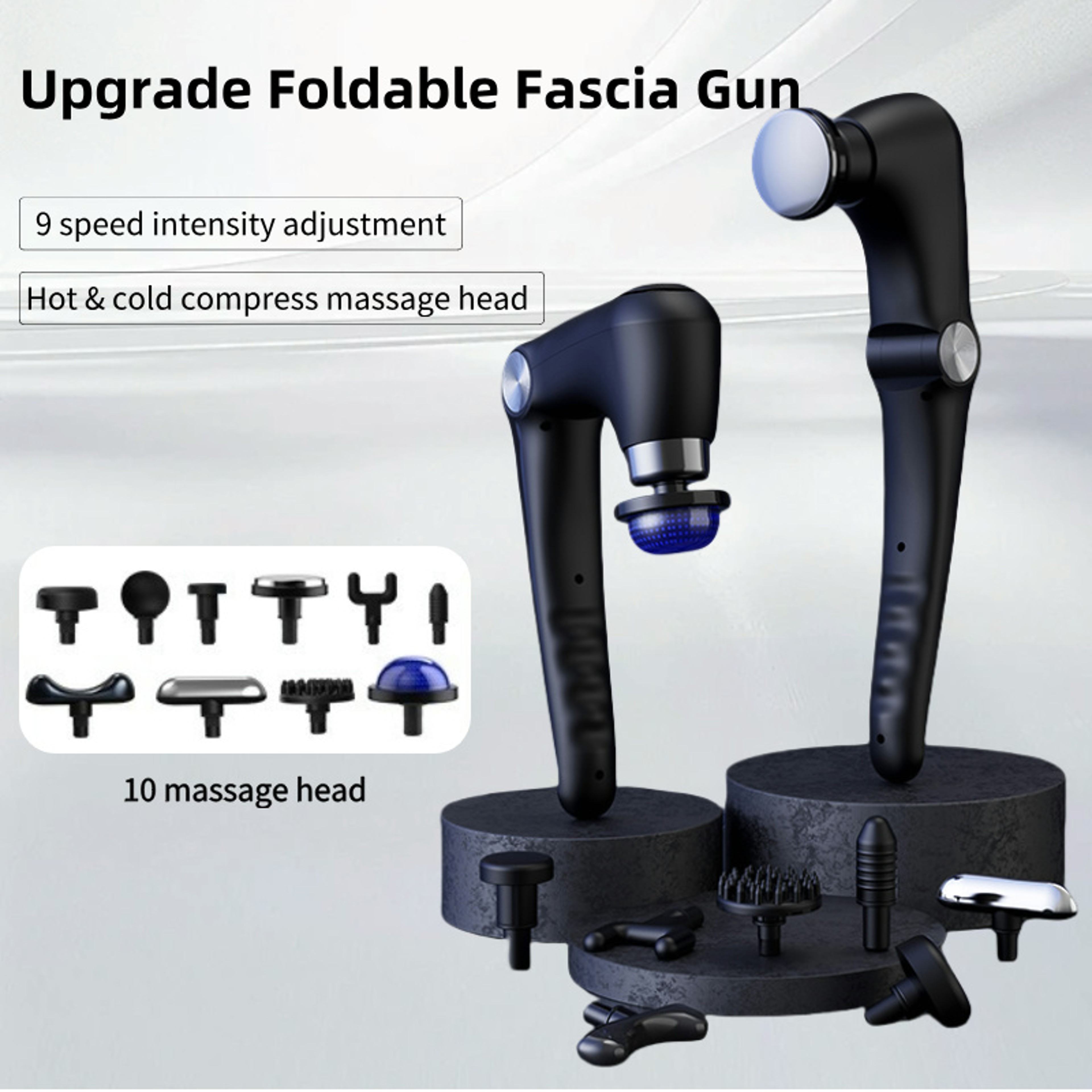 Foldable Deep Tissue Massage Gun with Heat Cold Therapy and Adjustable Long Handle – view 1