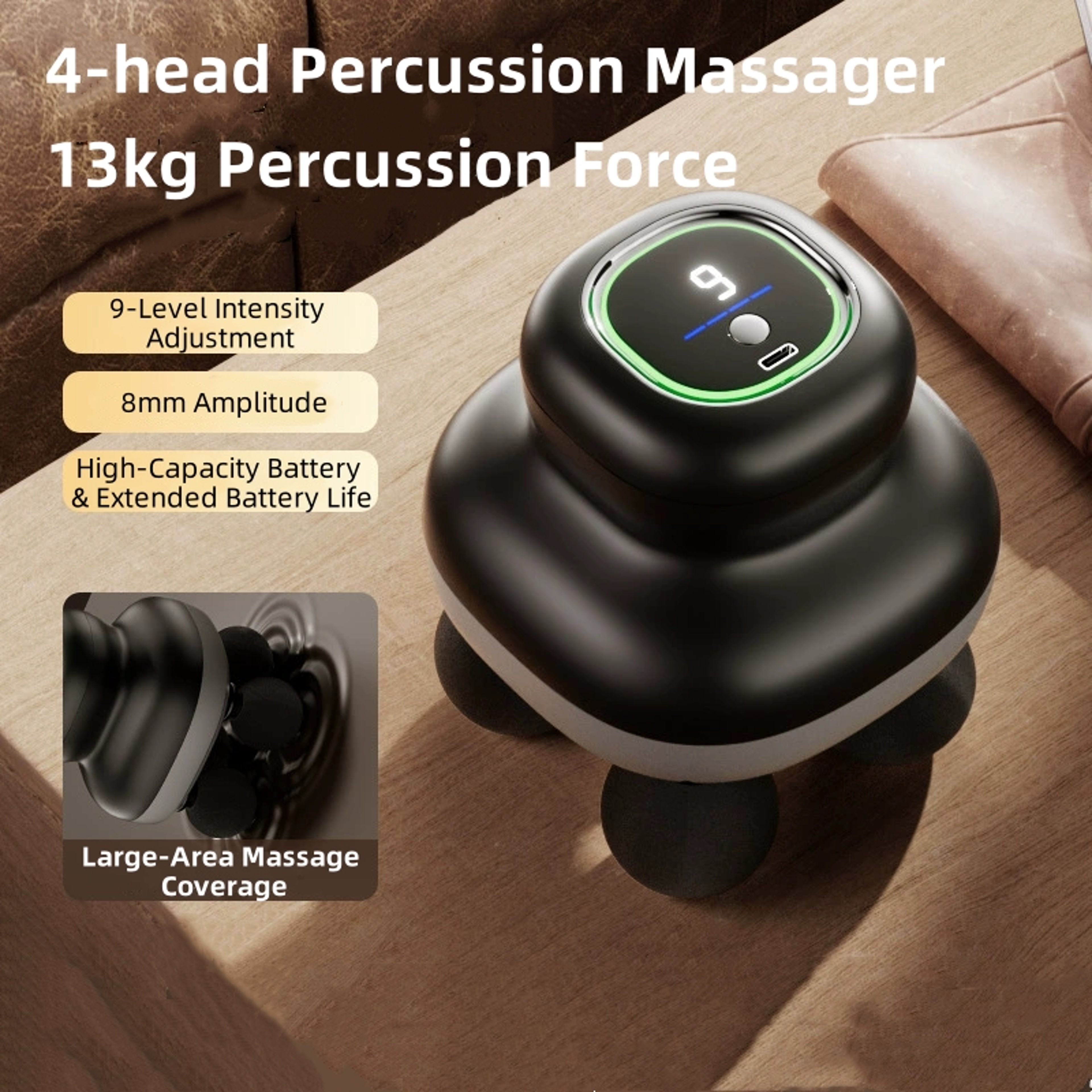 4 Head Deep Tissue Massage Gun 9 Speed Portable Muscle Massager 1