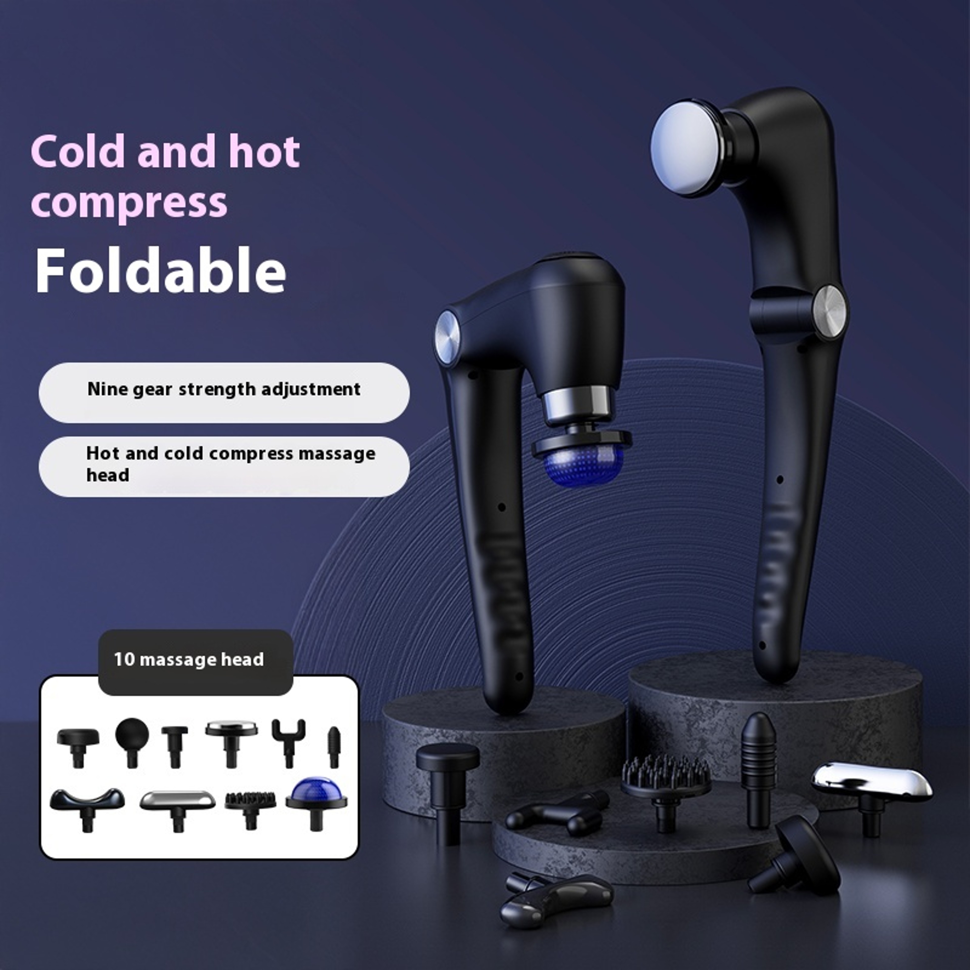 Hot And Cold Deep Tissue Massage Gun With Adjustable Foldable Handle 3
