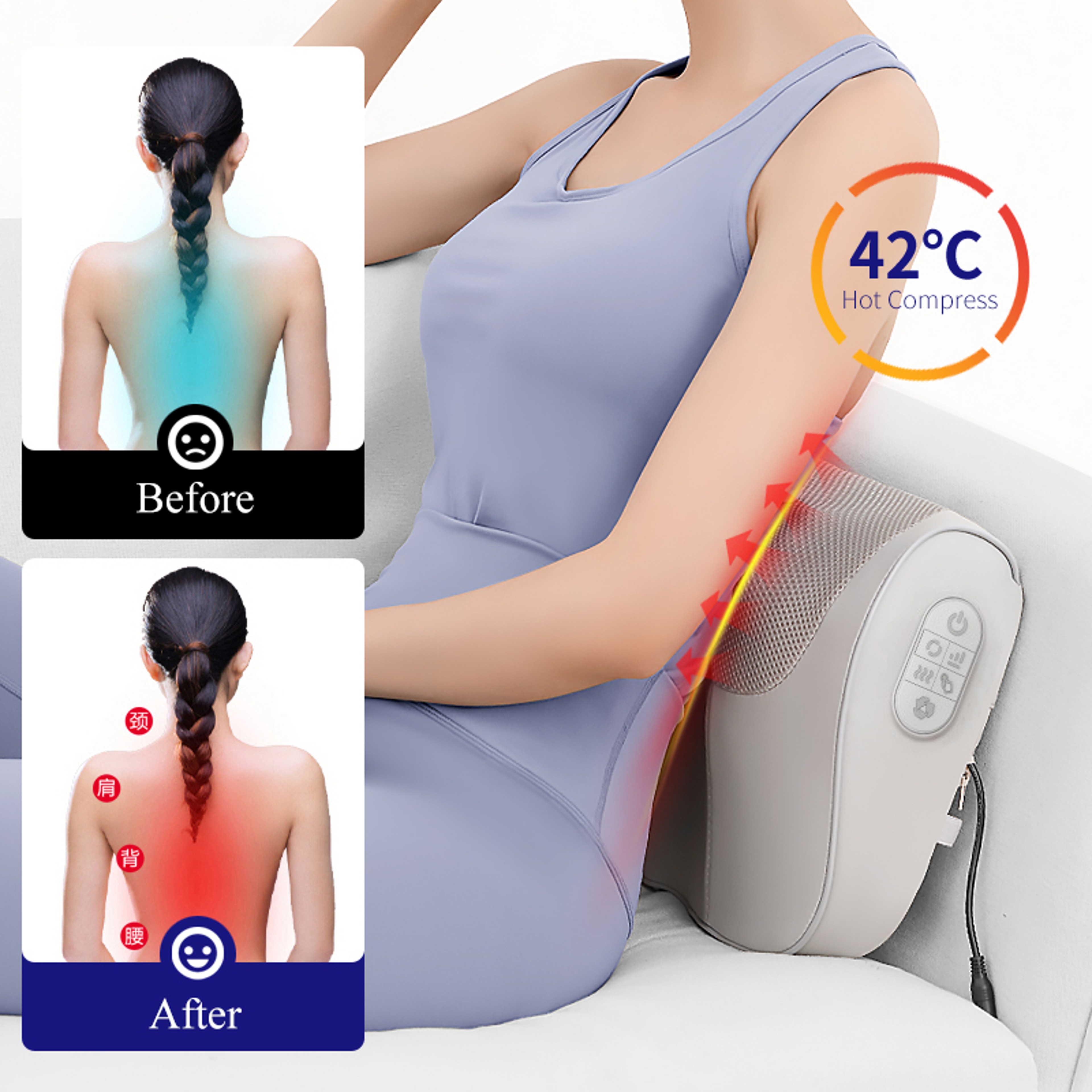 Heated Shiatsu Massage Pillow Deep Kneading Neck Back And Shoulder Massager 3