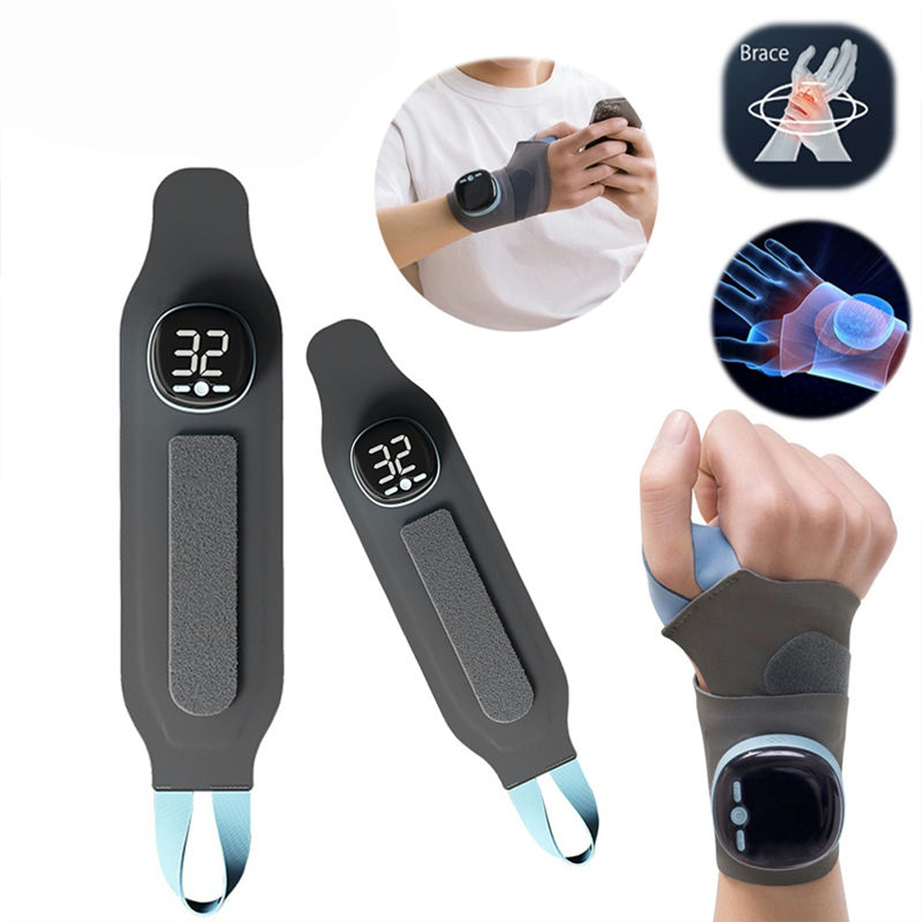 Heated Wrist Massager with Vibration and Adjustable Hot Compress – view 1