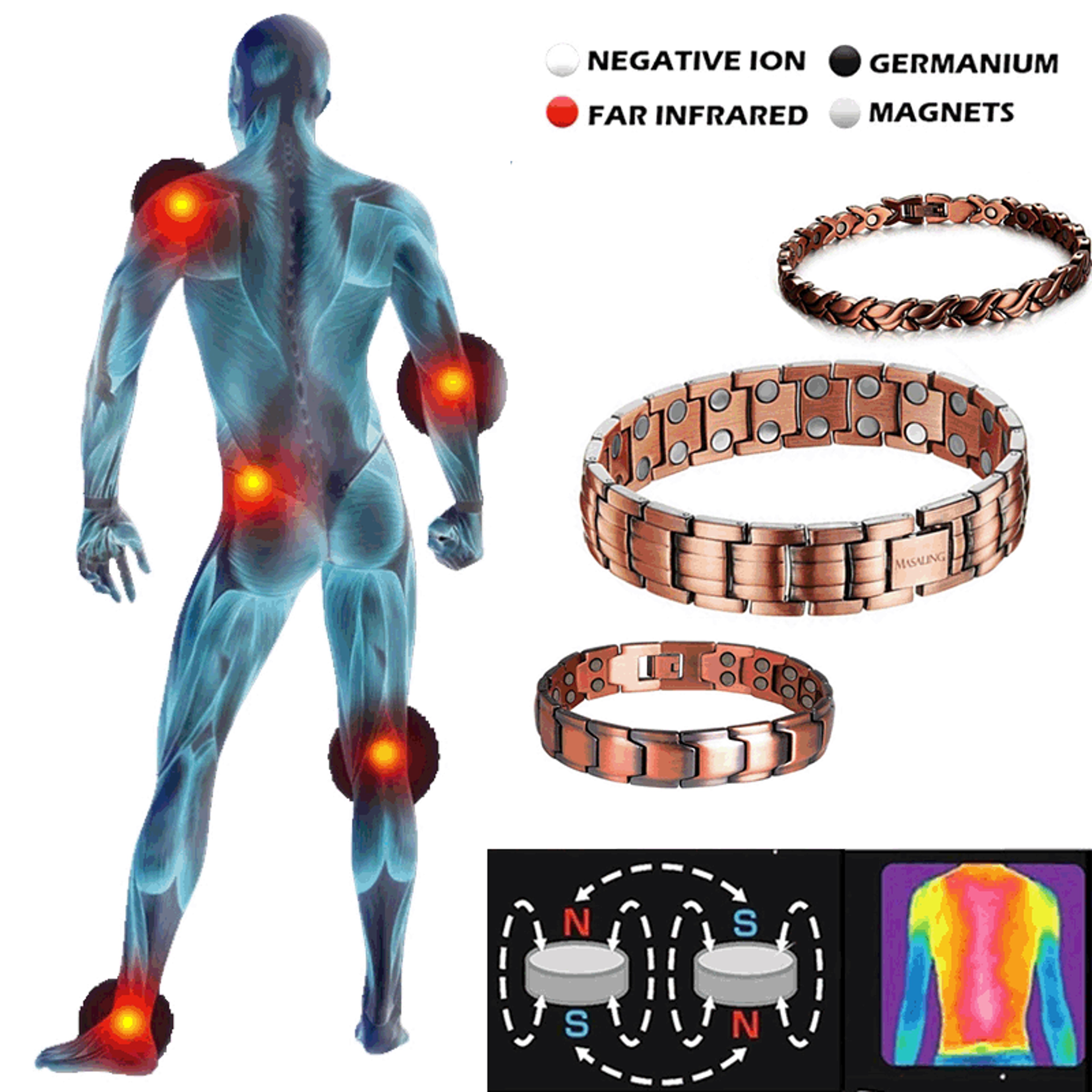 Mens Copper Magnetic Bracelet Adjustable Wellness Bangle 1