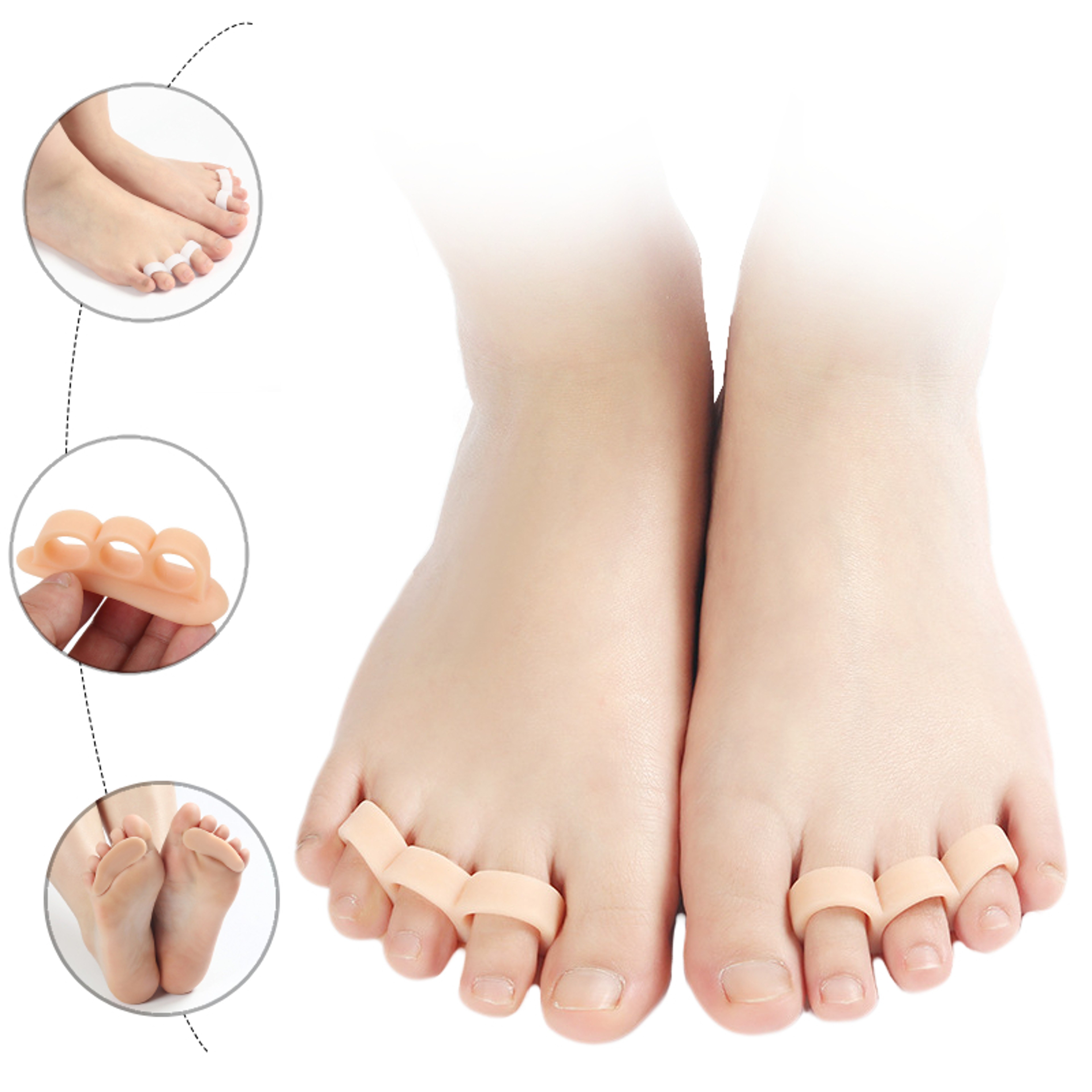 Silicone Gel Toe Separators Bunion Corrector And Hammer Toe Support Pads 3