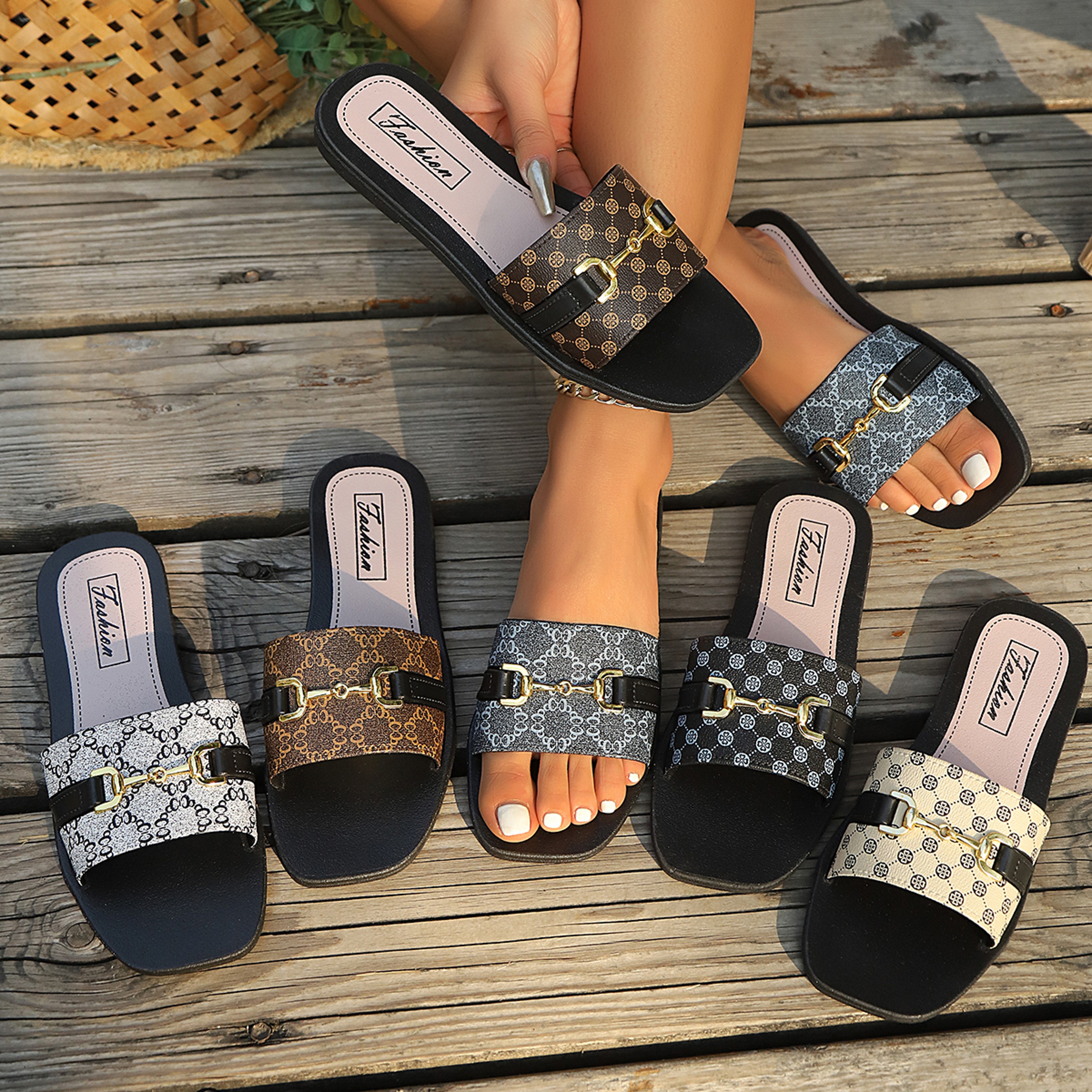 Chic Women's Slip On Sandals Comfortable Flat Beach Slides – view 2