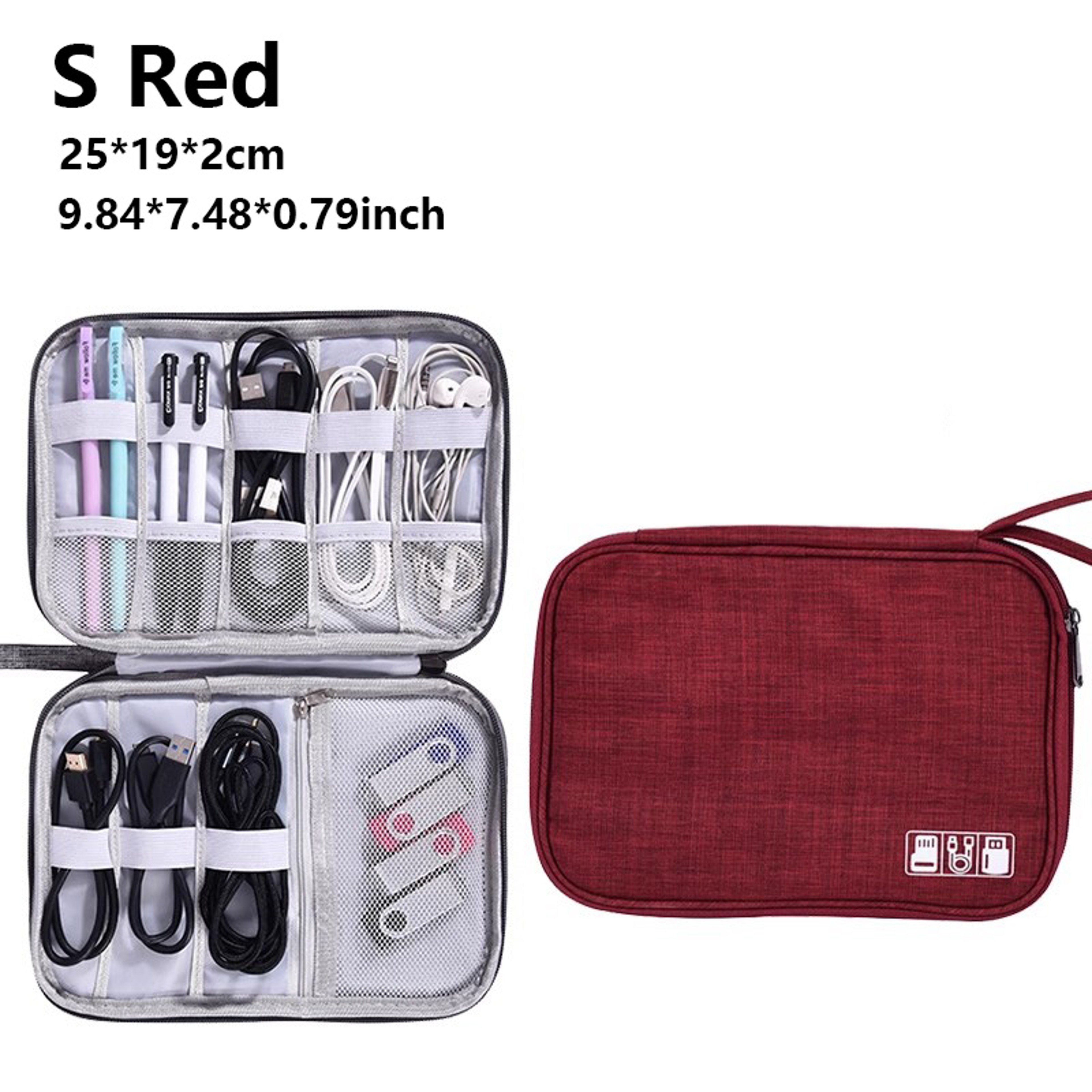 Waterproof Travel Cable Organizer Bag With Double Layer Tech Storage Case 22