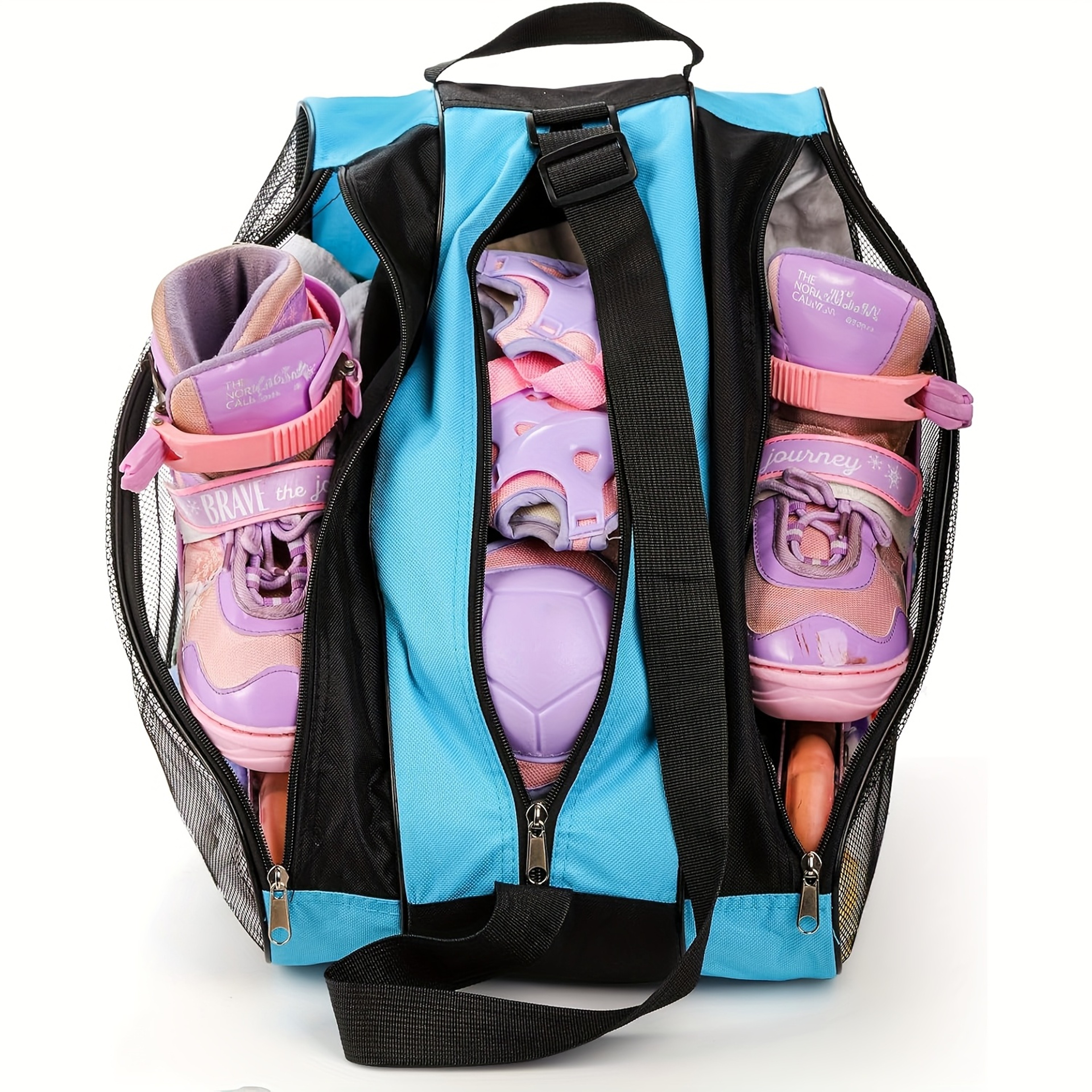 Large Capacity Roller Skate Bag With 3 Layer Storage And Adjustable Shoulder Strap 4