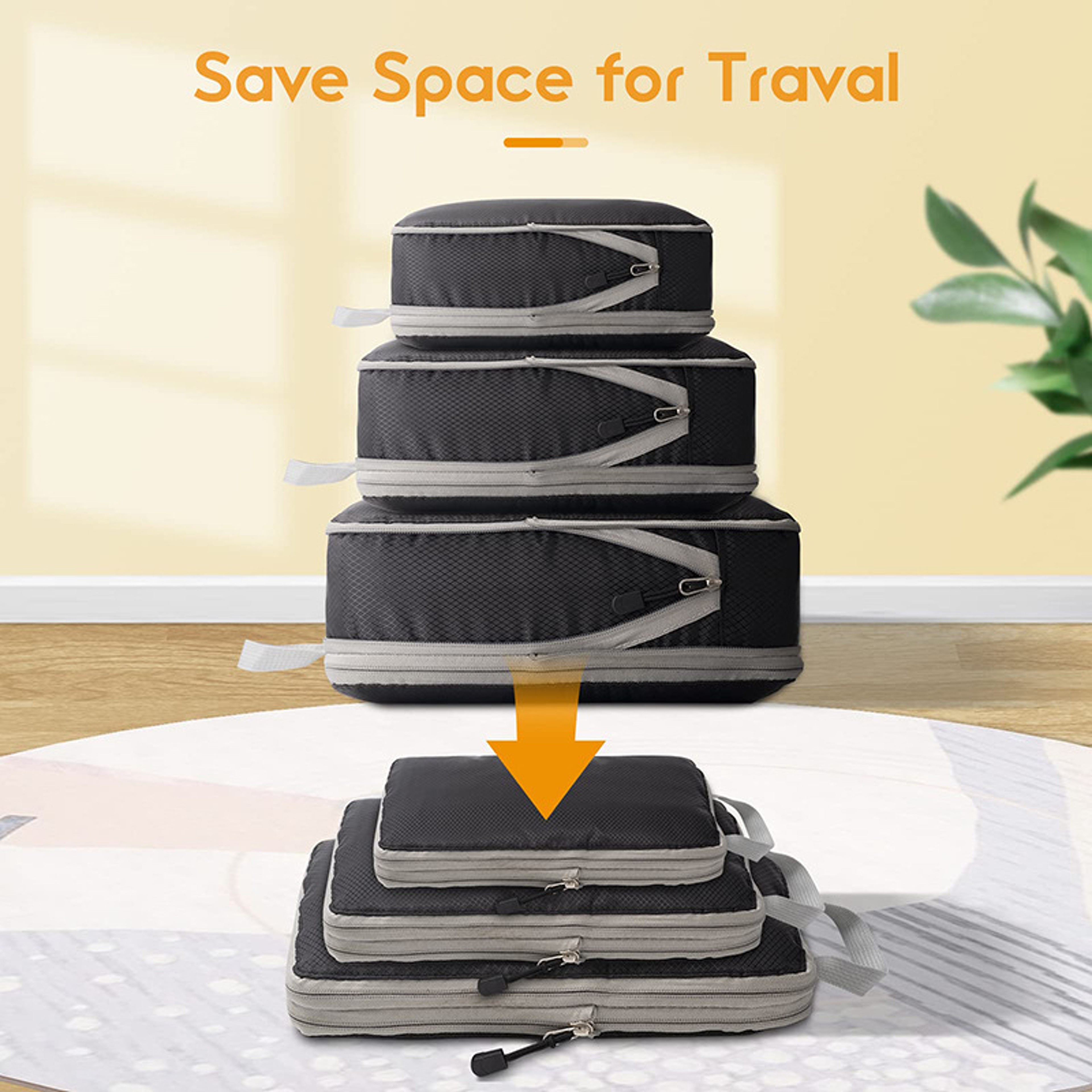 Travel Compression Packing Cubes Waterproof Luggage Organizer Set – view 2