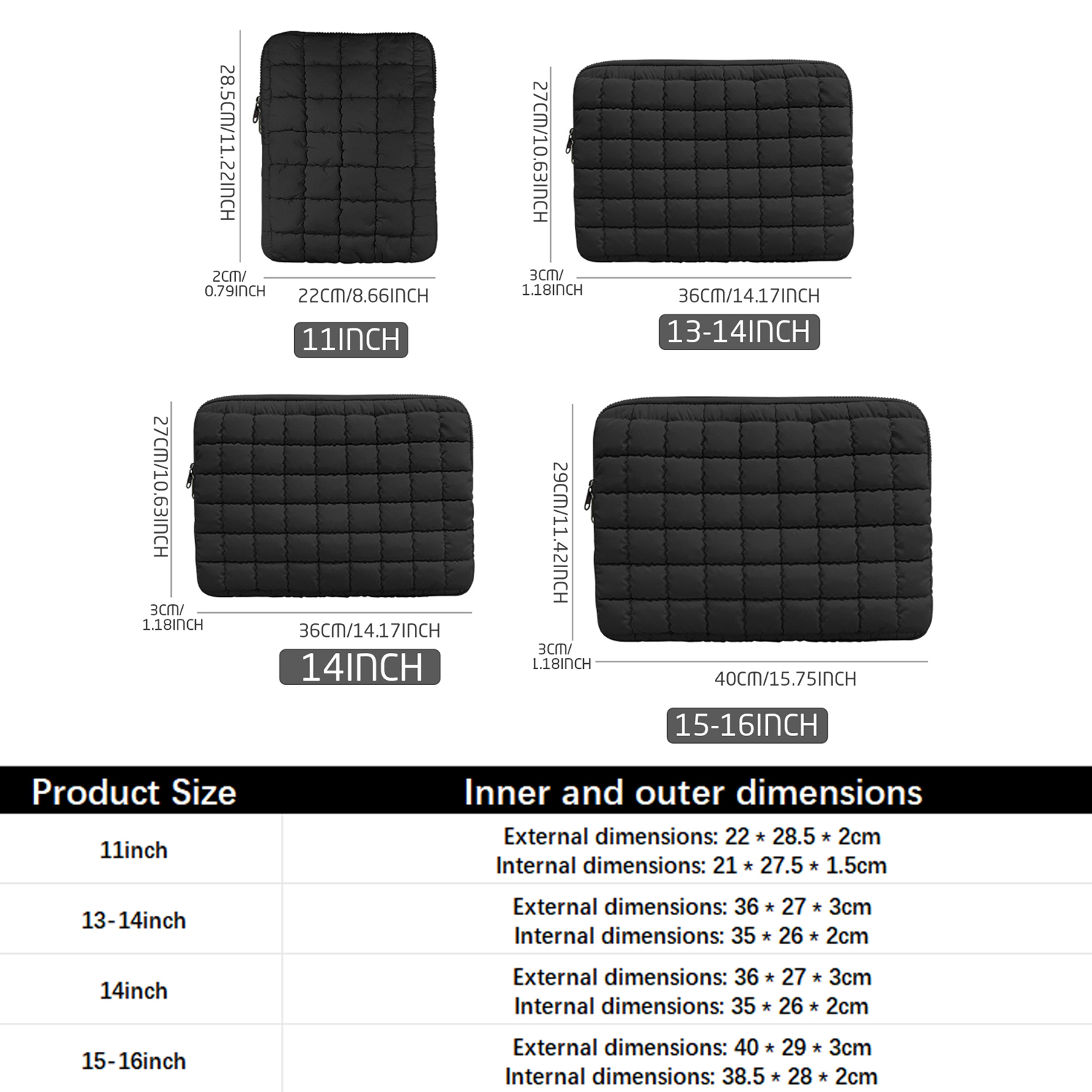 Puffy Laptop Sleeve Quilted Protective Laptop Case For MacBook IPad And Notebook 2