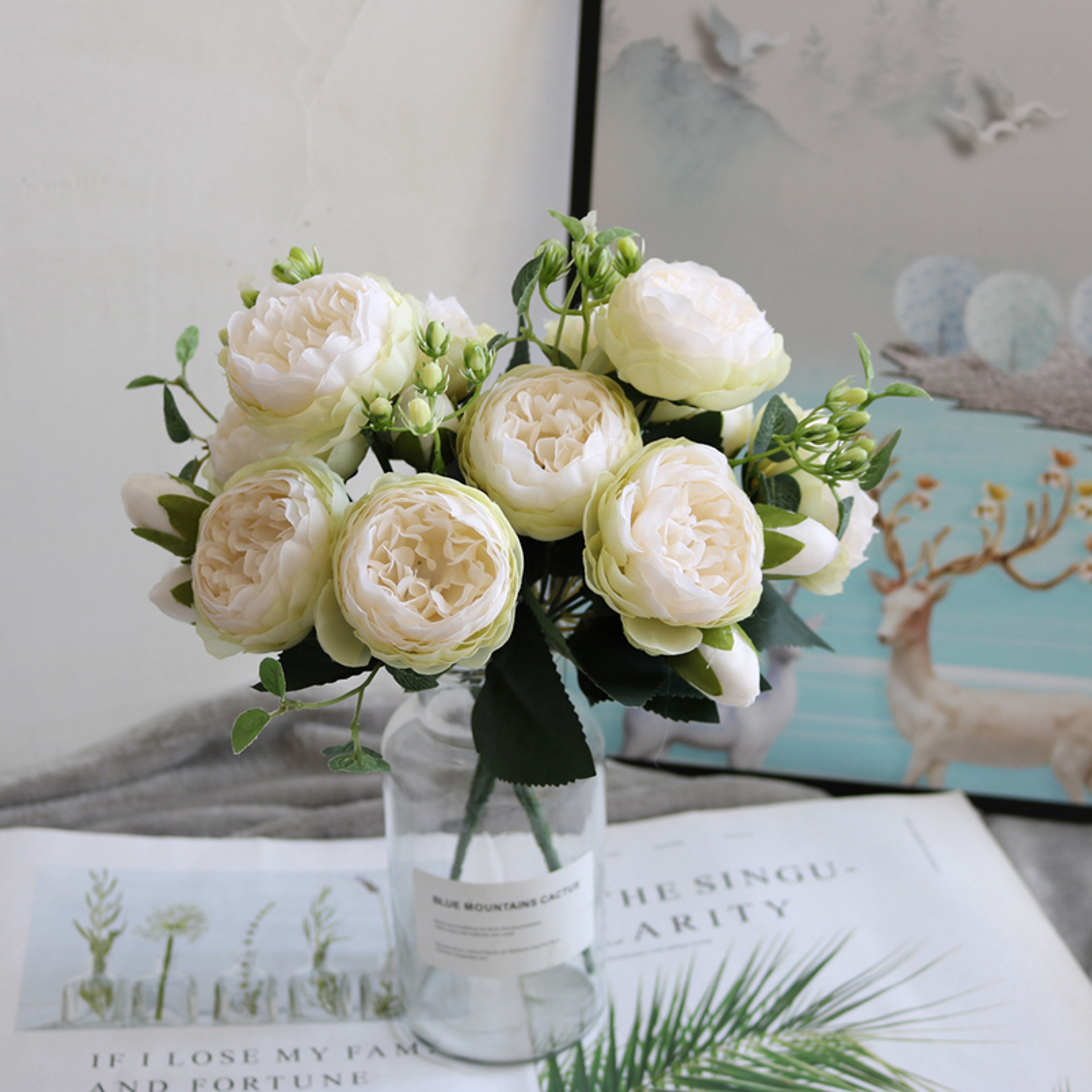 5 Head Artificial Peony Rose Bouquet Silk Flowers for Wedding and Home Decor – view 5