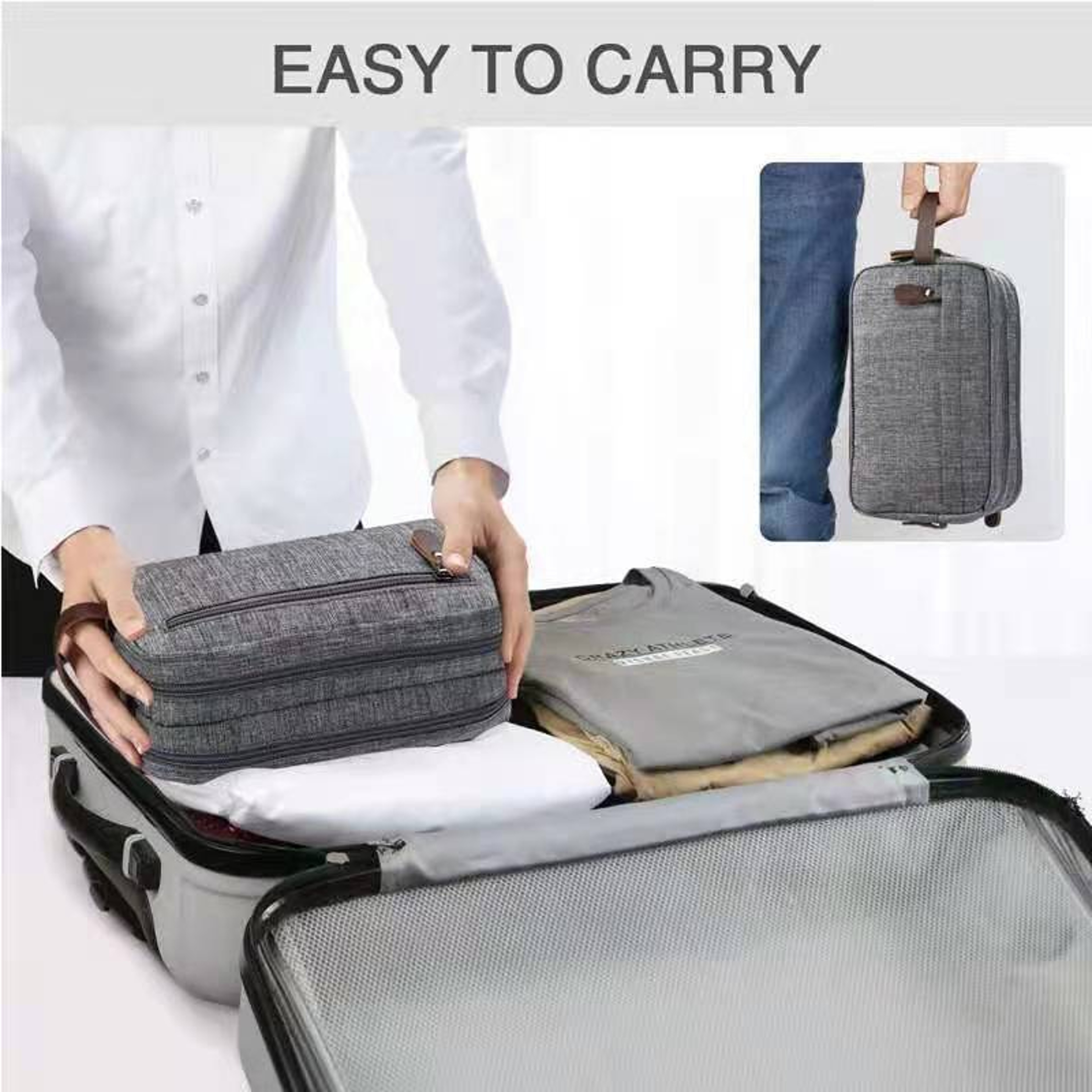 Men's Travel Toiletry Bag Waterproof Double Layer Dopp Kit Organizer – view 3