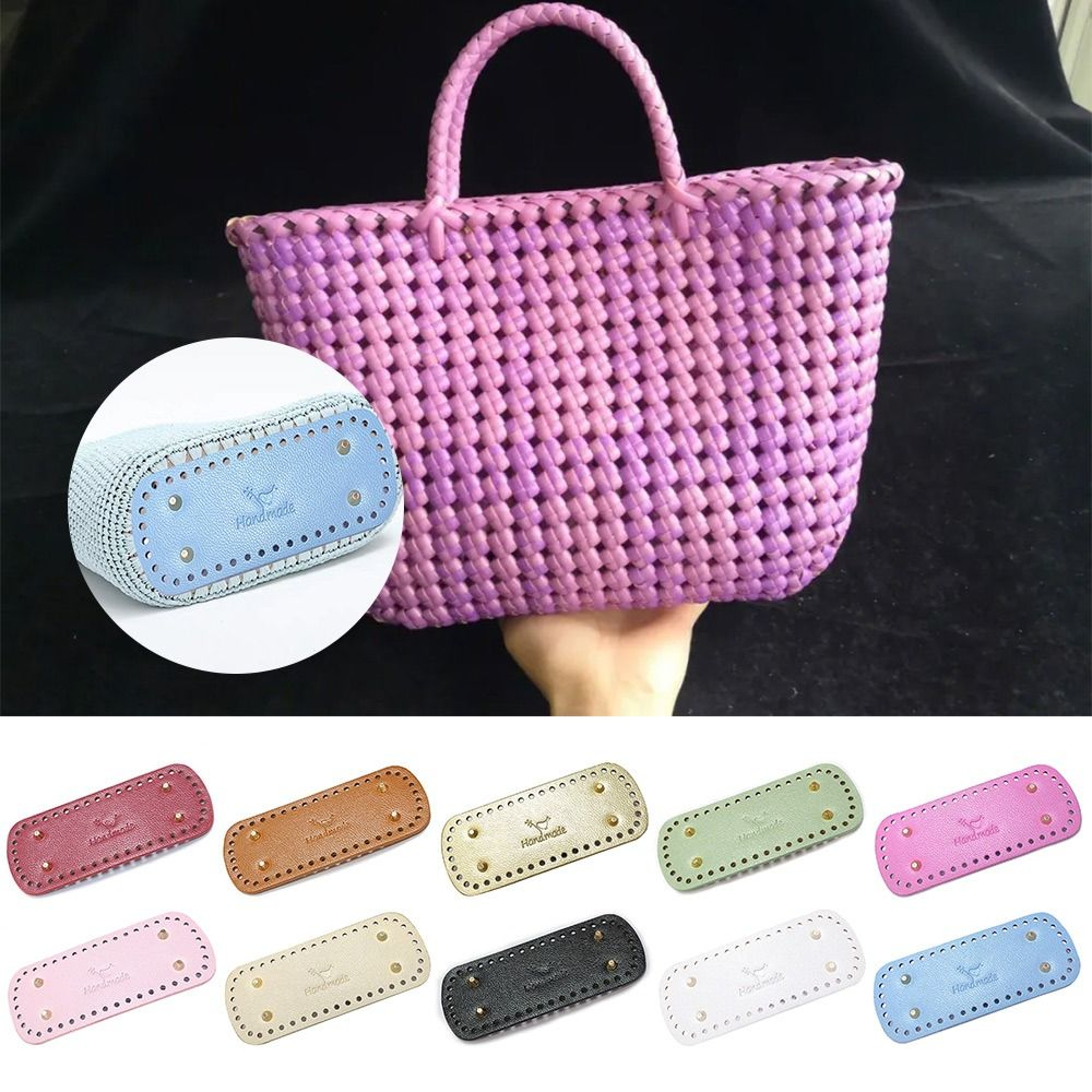 20cm PU Leather Crochet Bag Bottom Rectangle Base For DIY Handbags 4