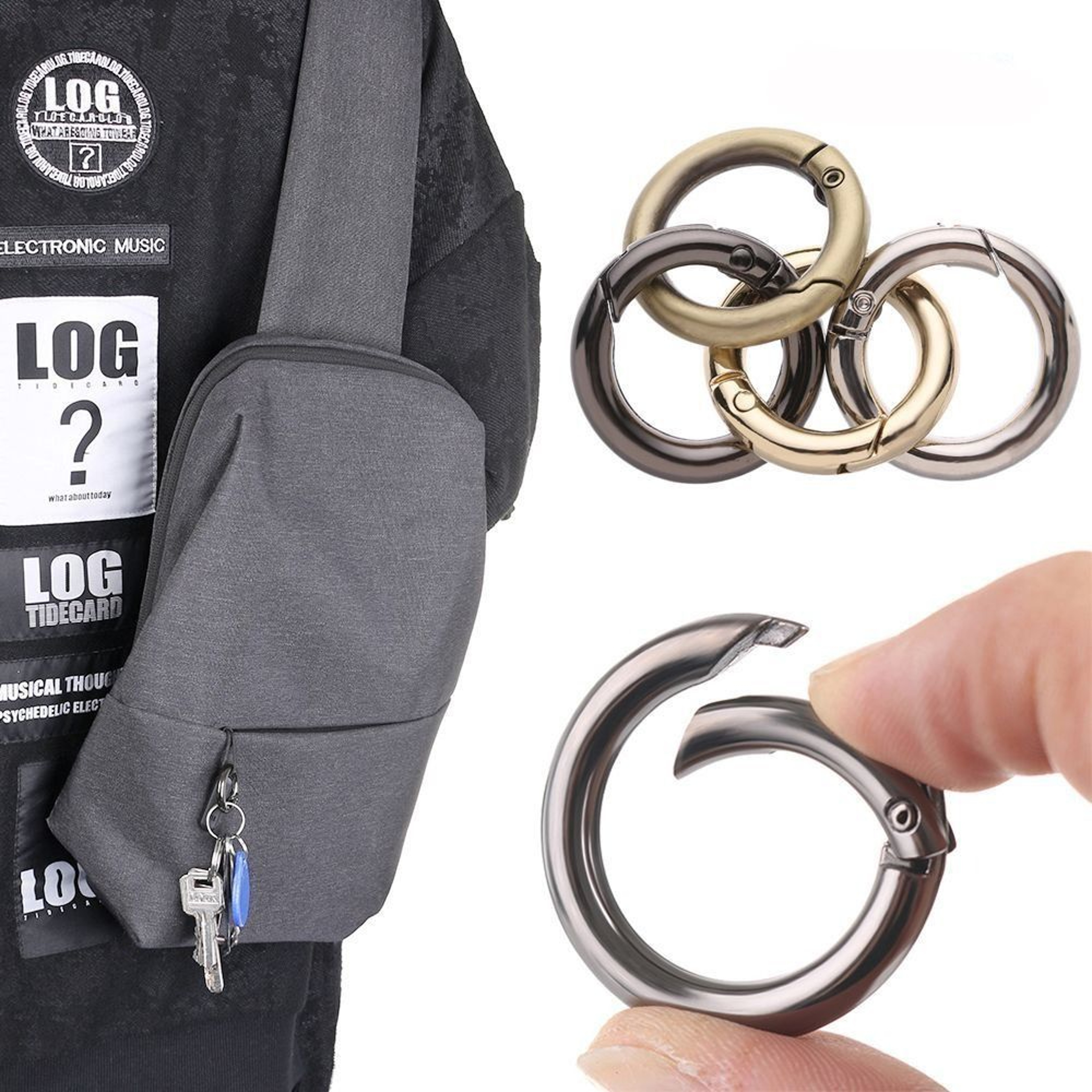 Round Spring Ring Clasp Zinc Alloy Bag Strap Connector And Purse Repair Ring 1