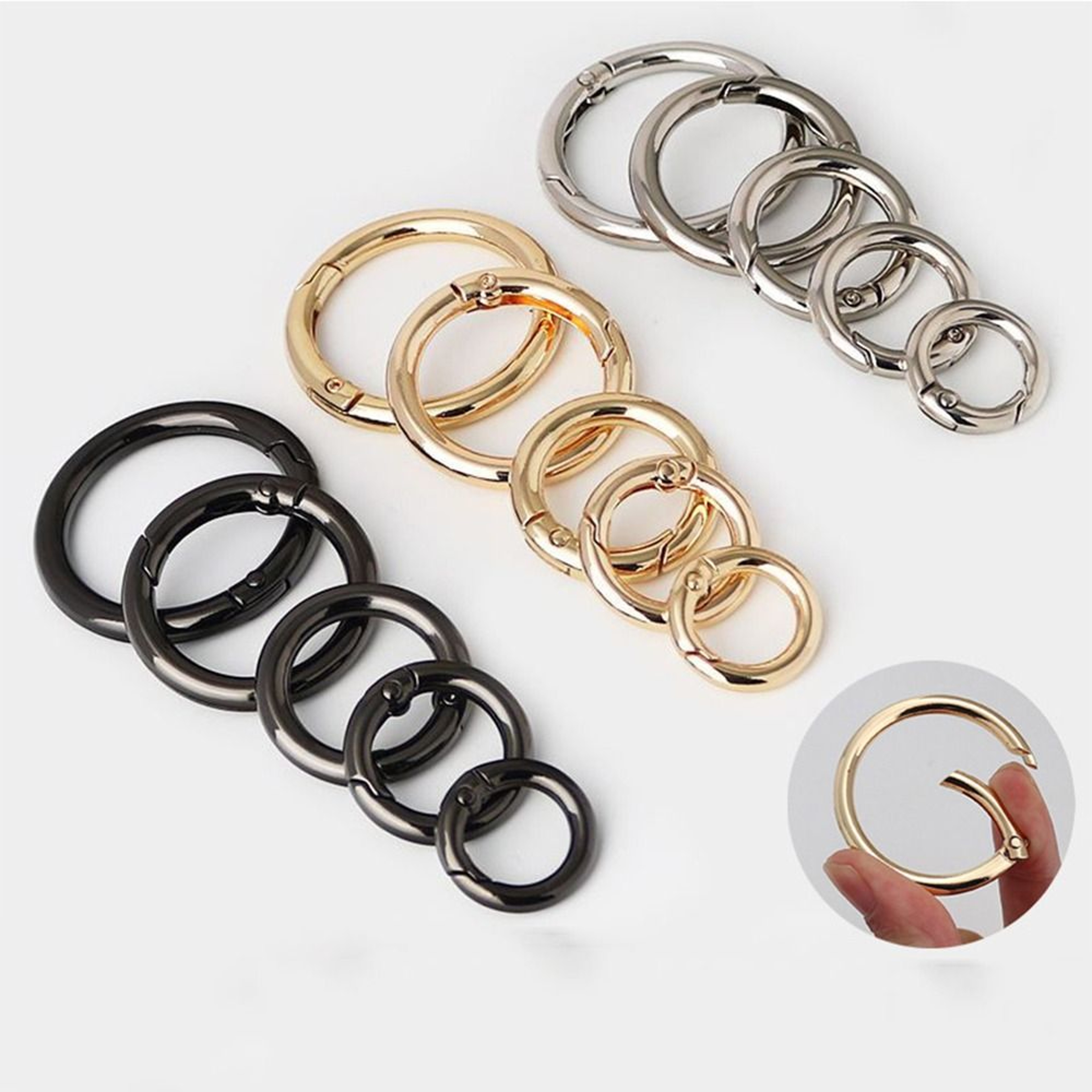 Round Spring Ring Clasp Zinc Alloy Bag Strap Connector And Purse Repair Ring 3
