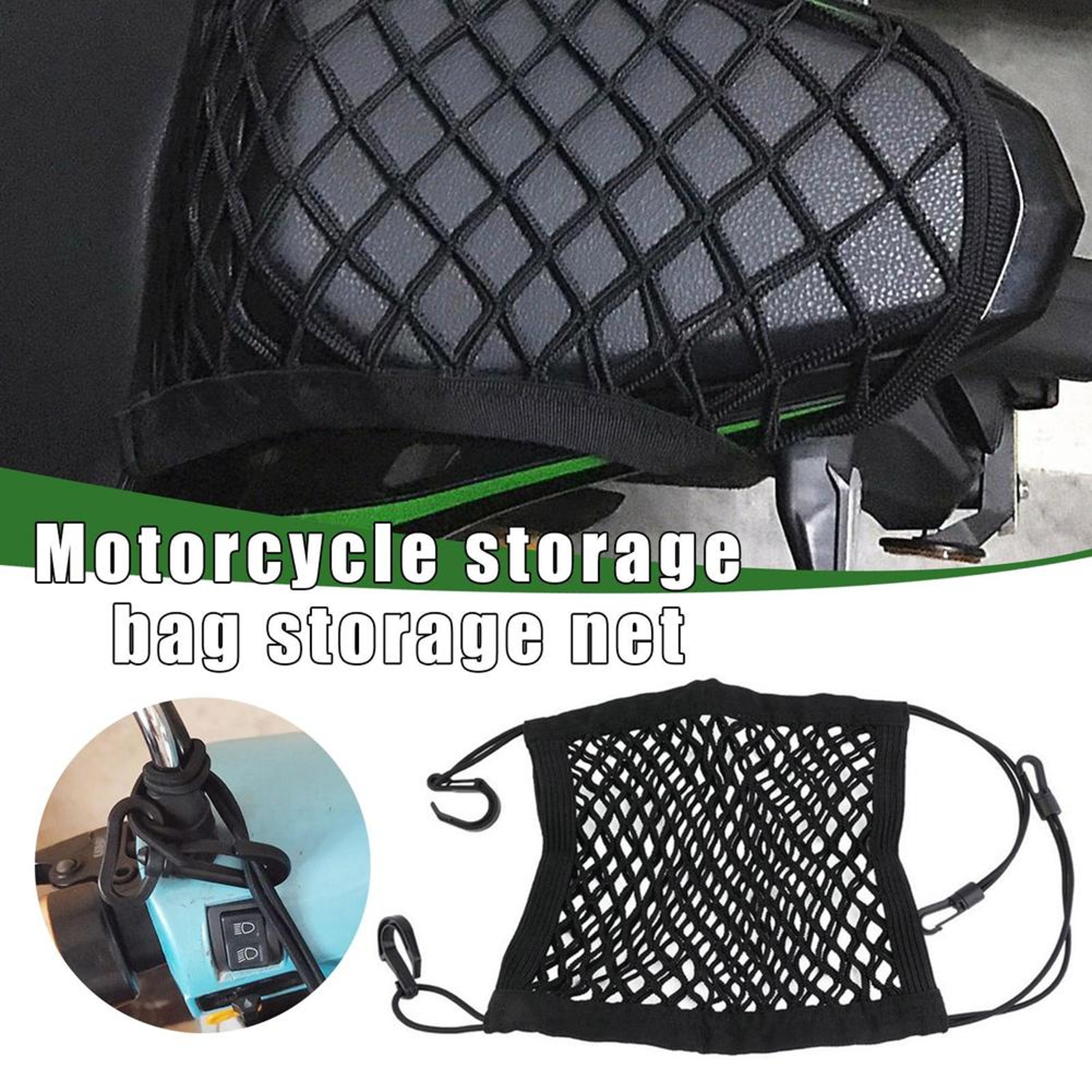 2PCS Motorcycle Cargo Net Elastic Helmet Luggage Net with Hooks – view 5