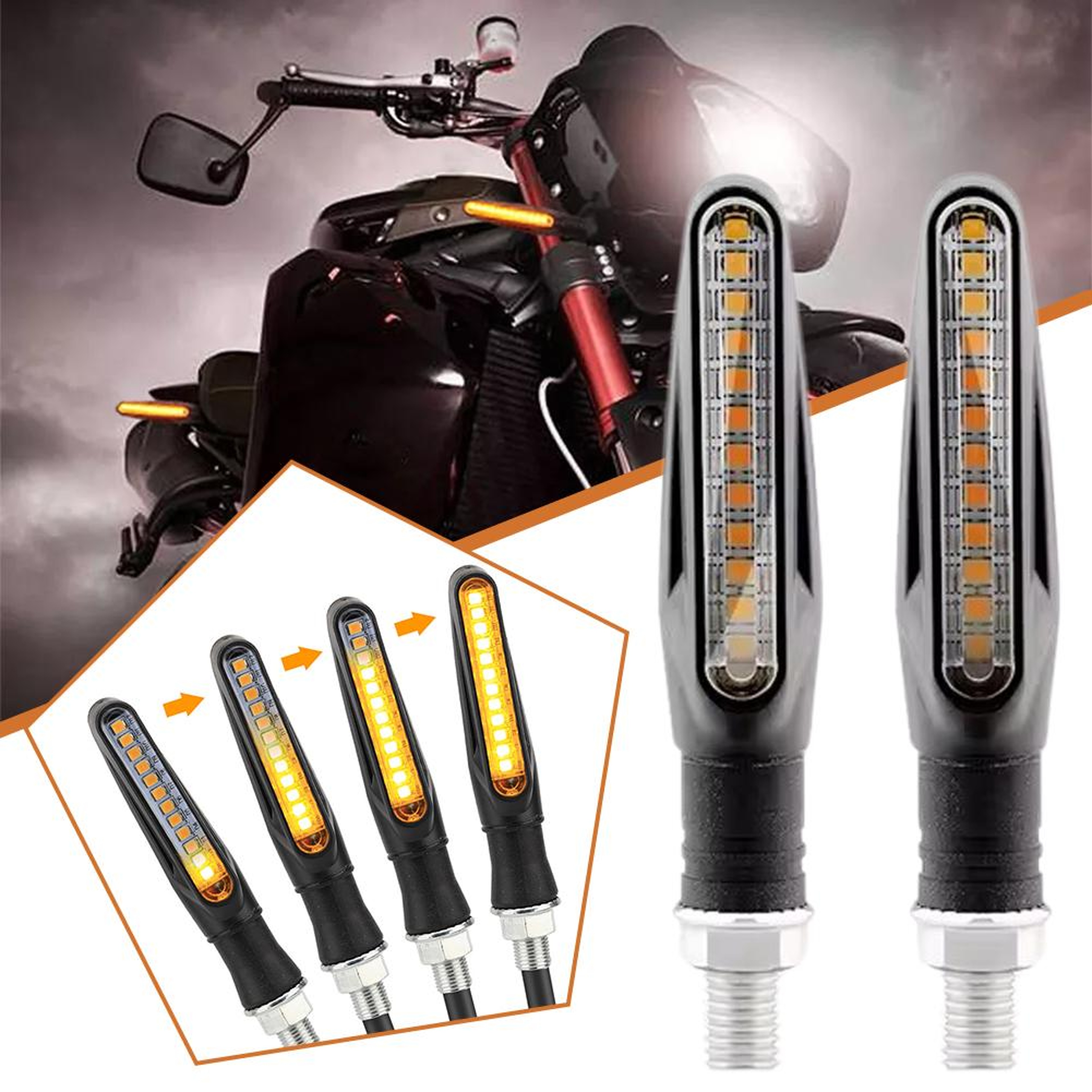 Universal Motorcycle LED Turn Signal Lights With Daytime Running Indicators 3