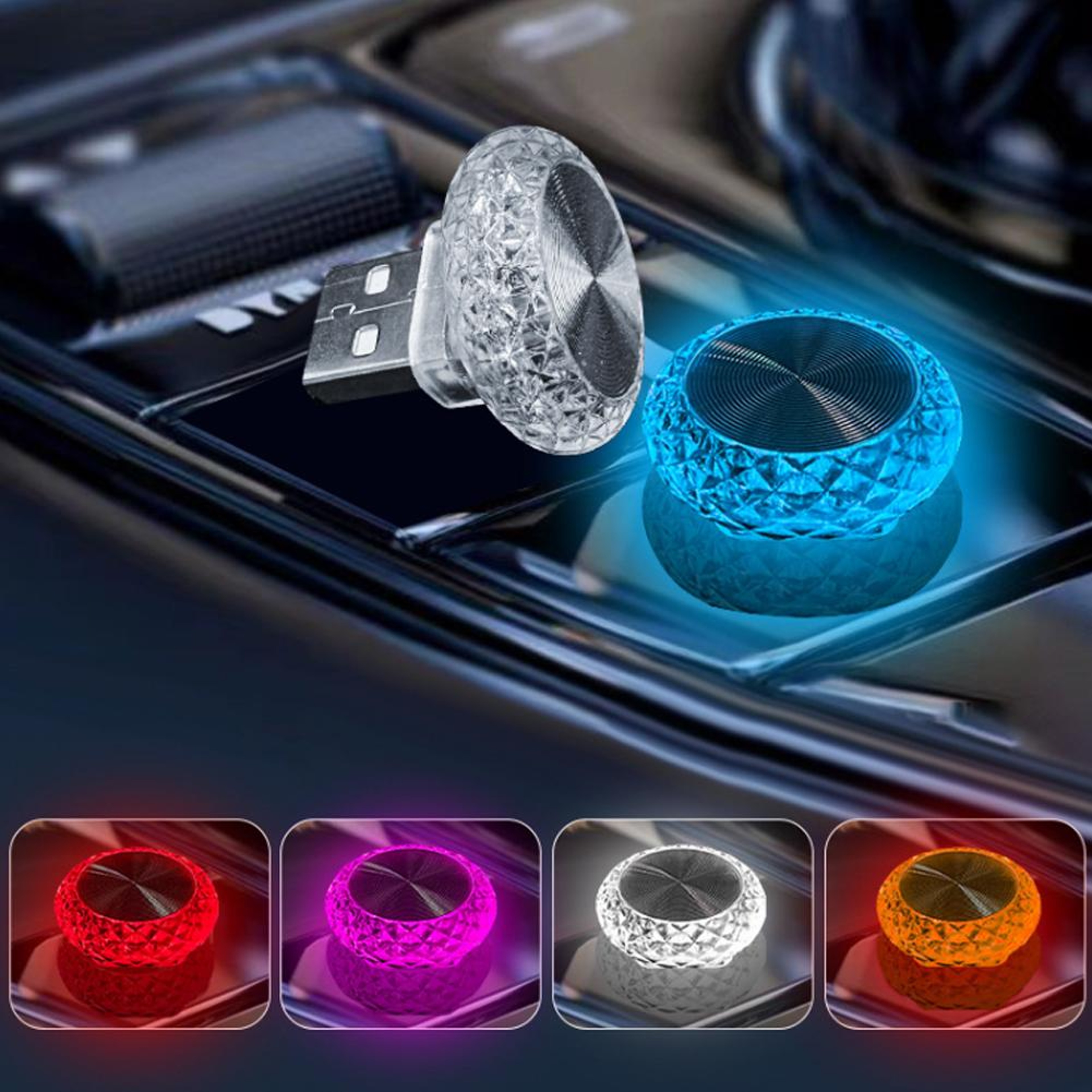 Mini Car USB Ambient Light LED Interior Atmosphere Lamp – view 2