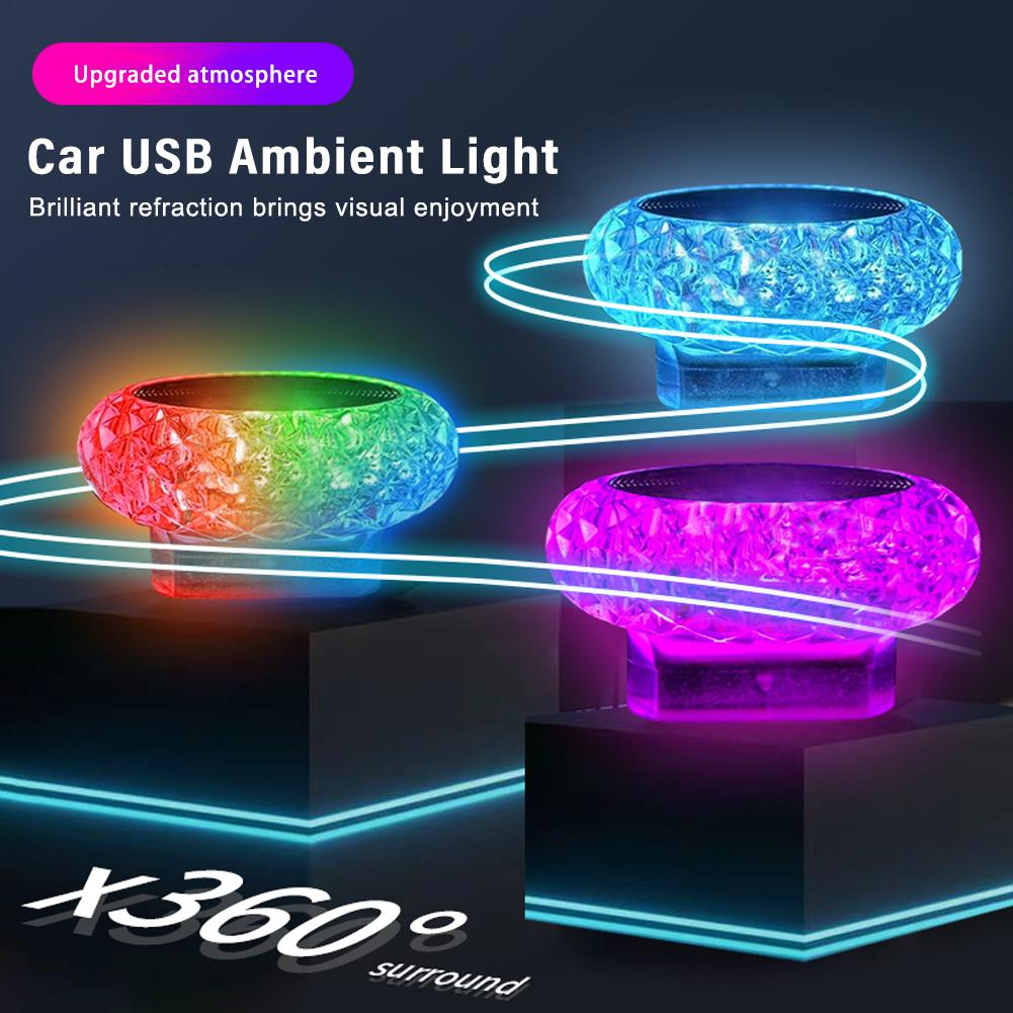 Mini Car USB Ambient Light LED Interior Atmosphere Lamp – view 5