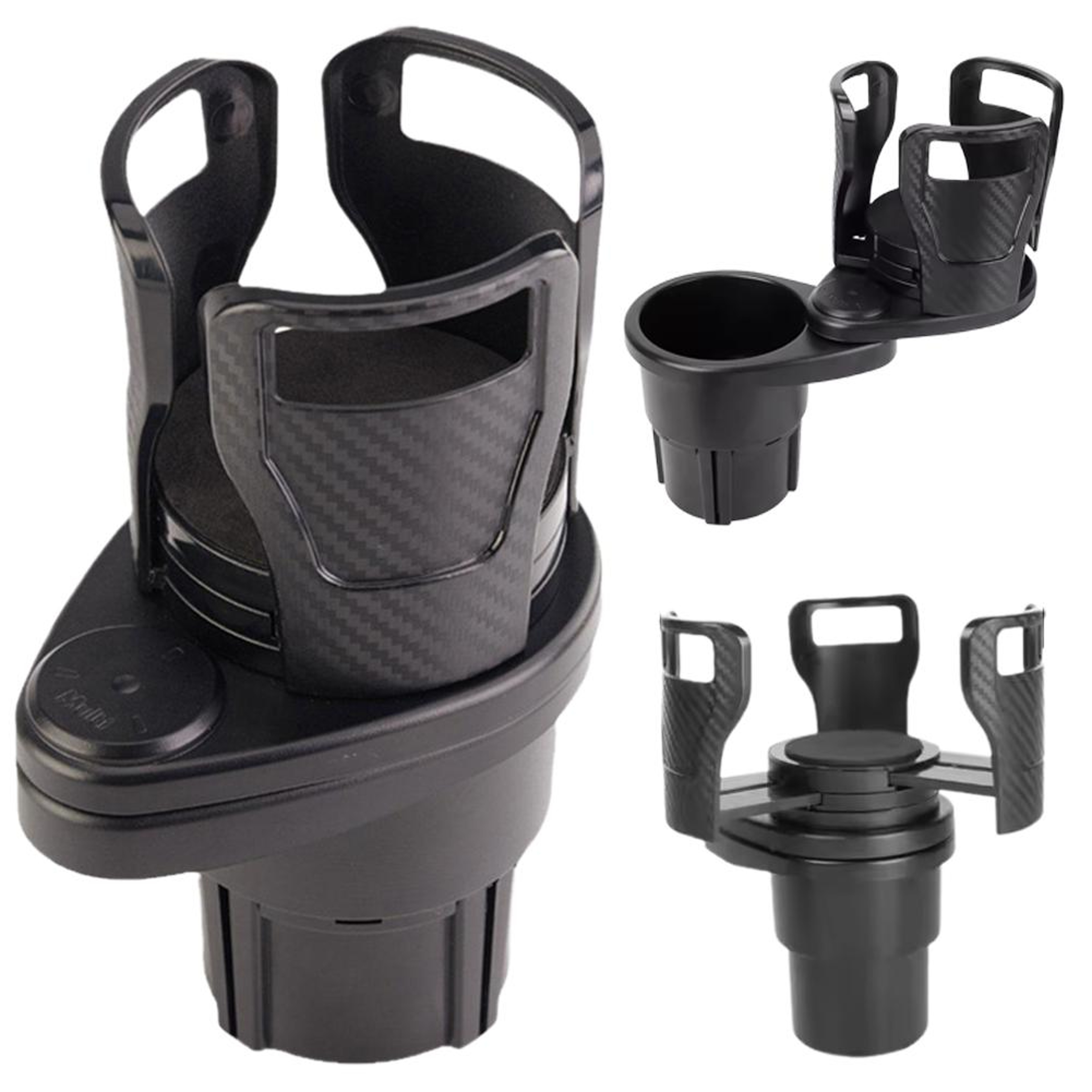 Adjustable Dual Car Cup Holder Expander With Phone Storage 0