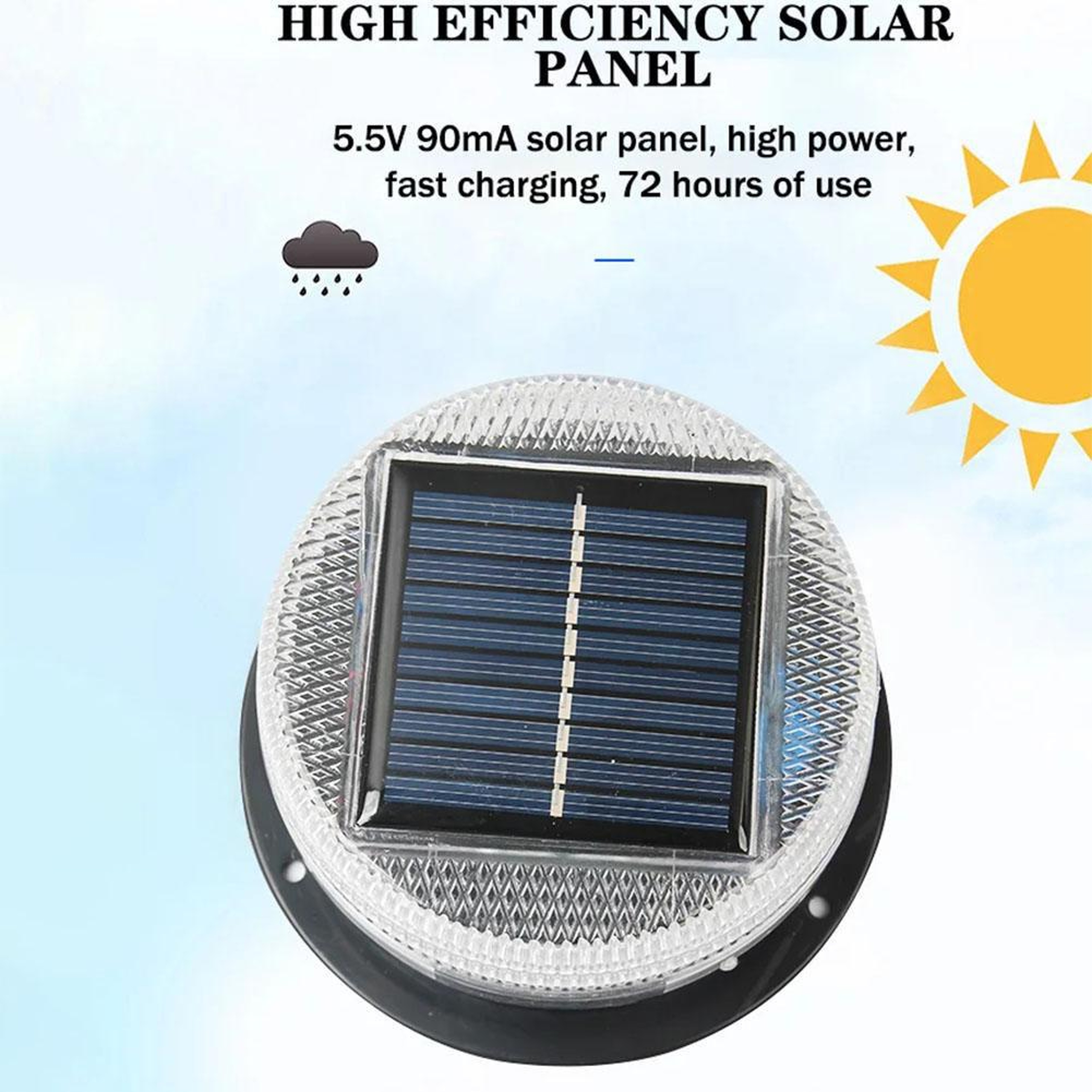 Solar 8 LED Magnetic Warning Light Automatic Strobe Beacon For Cars Trucks 5