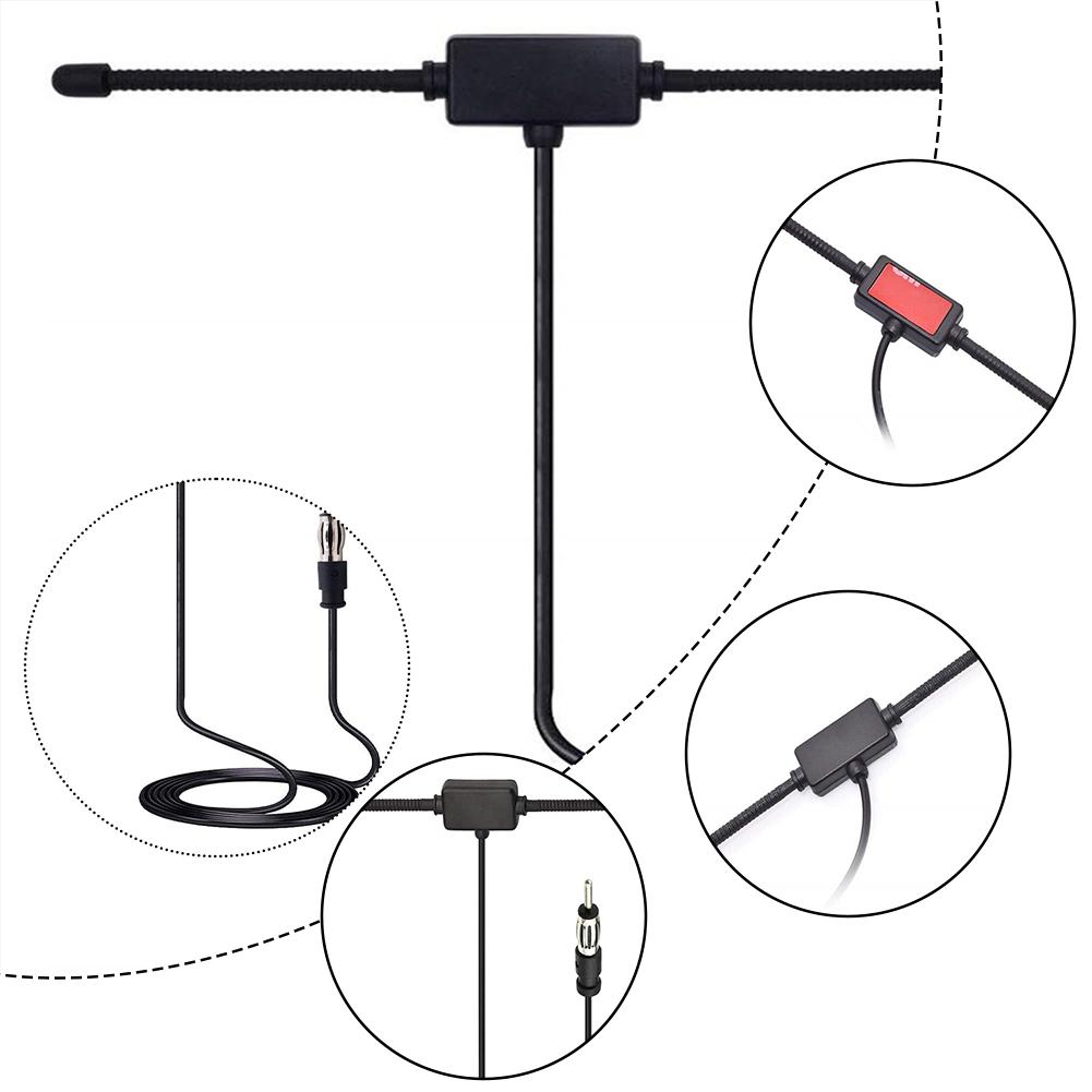 Universal Car FM AM Dipole Antenna 3M Adhesive Glass Mount Radio Receiver Aerial – view 1
