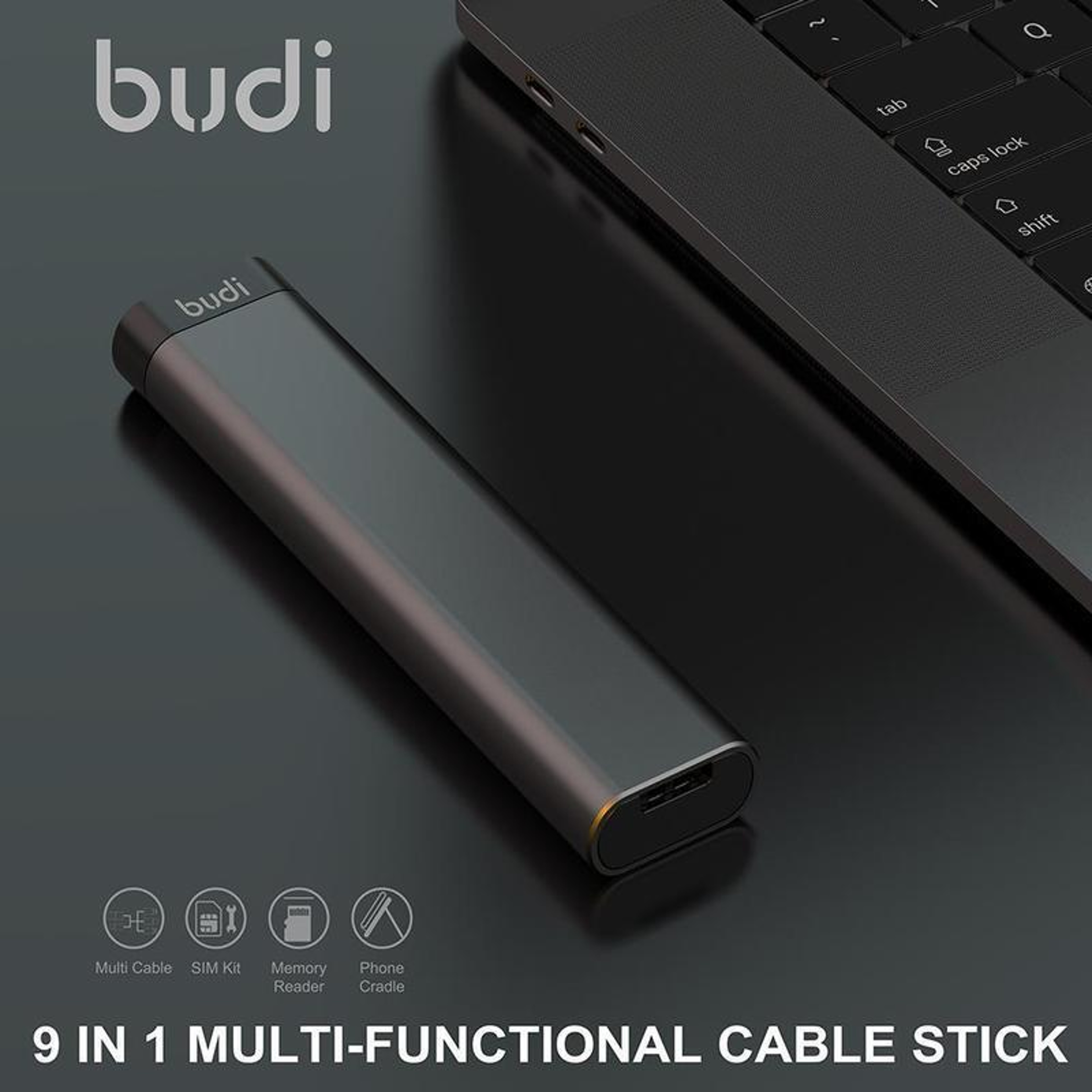 9 In 1 Smart Cable Adapter With TF Card Reader SIM Storage And Phone Stand 3