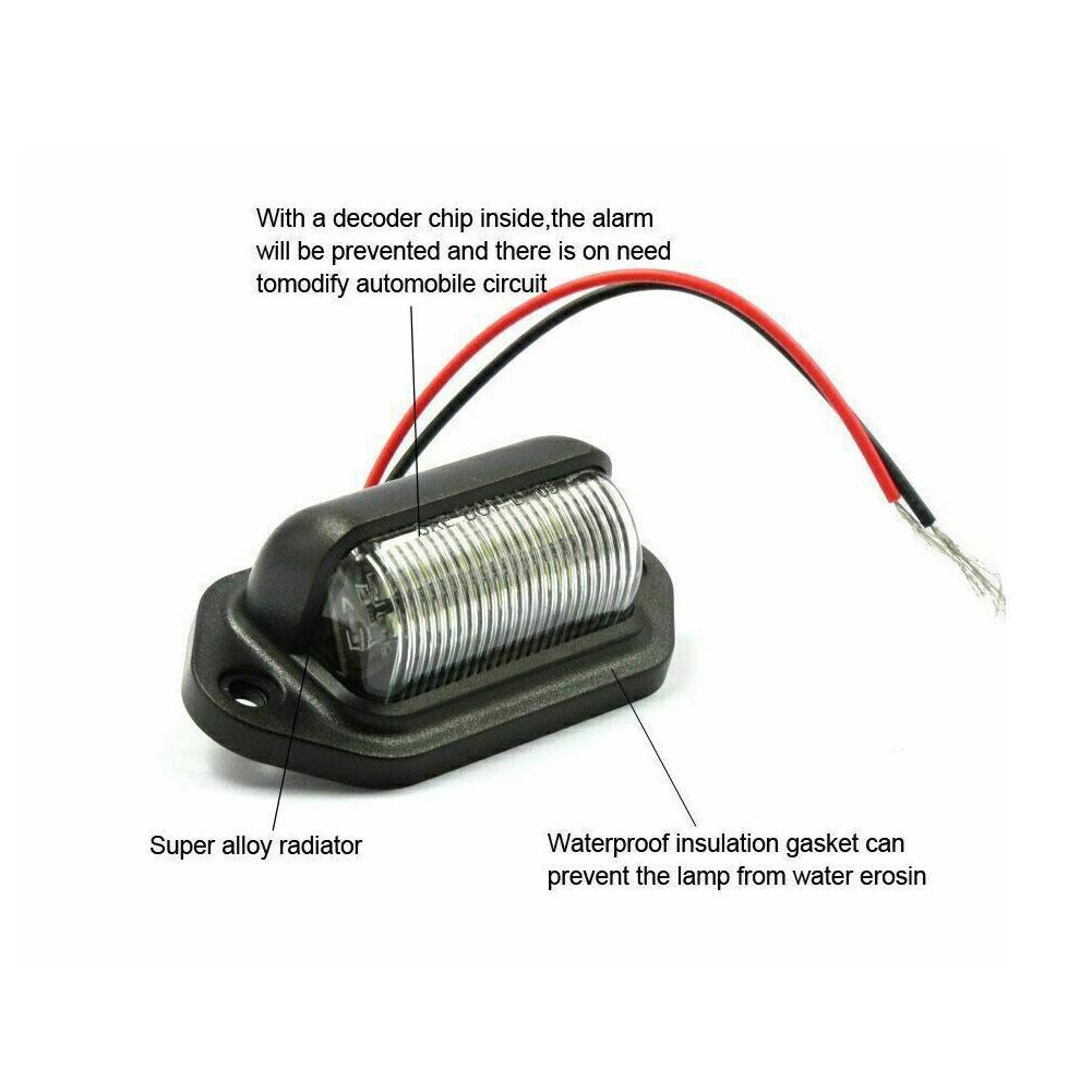 2PCS 6 LED License Plate Light Waterproof 12V Tag Lights For Truck SUV Trailer Van 5