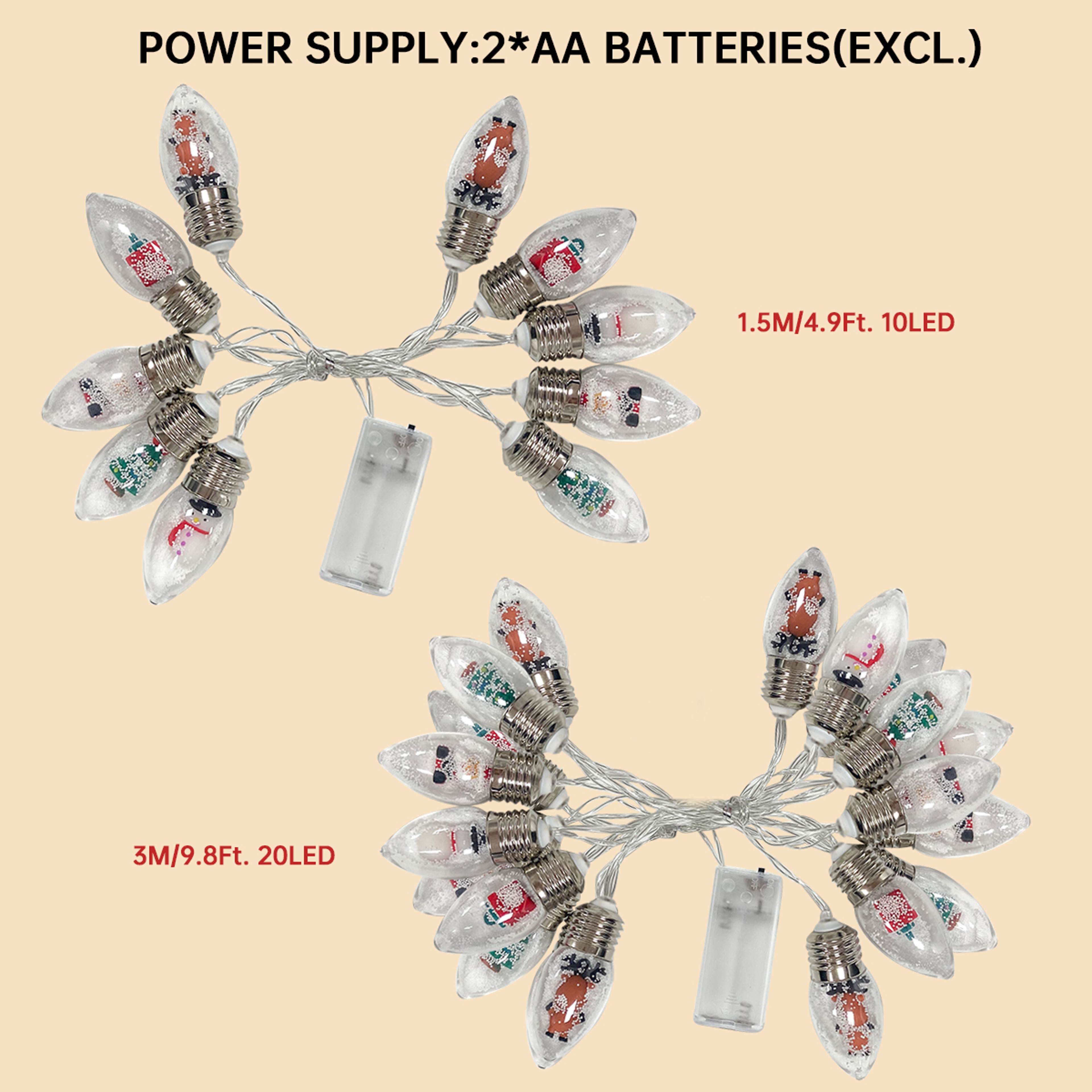 Christmas Snowball String Lights Battery Powered 10 20 LED Holiday Fairy Lights – view 6