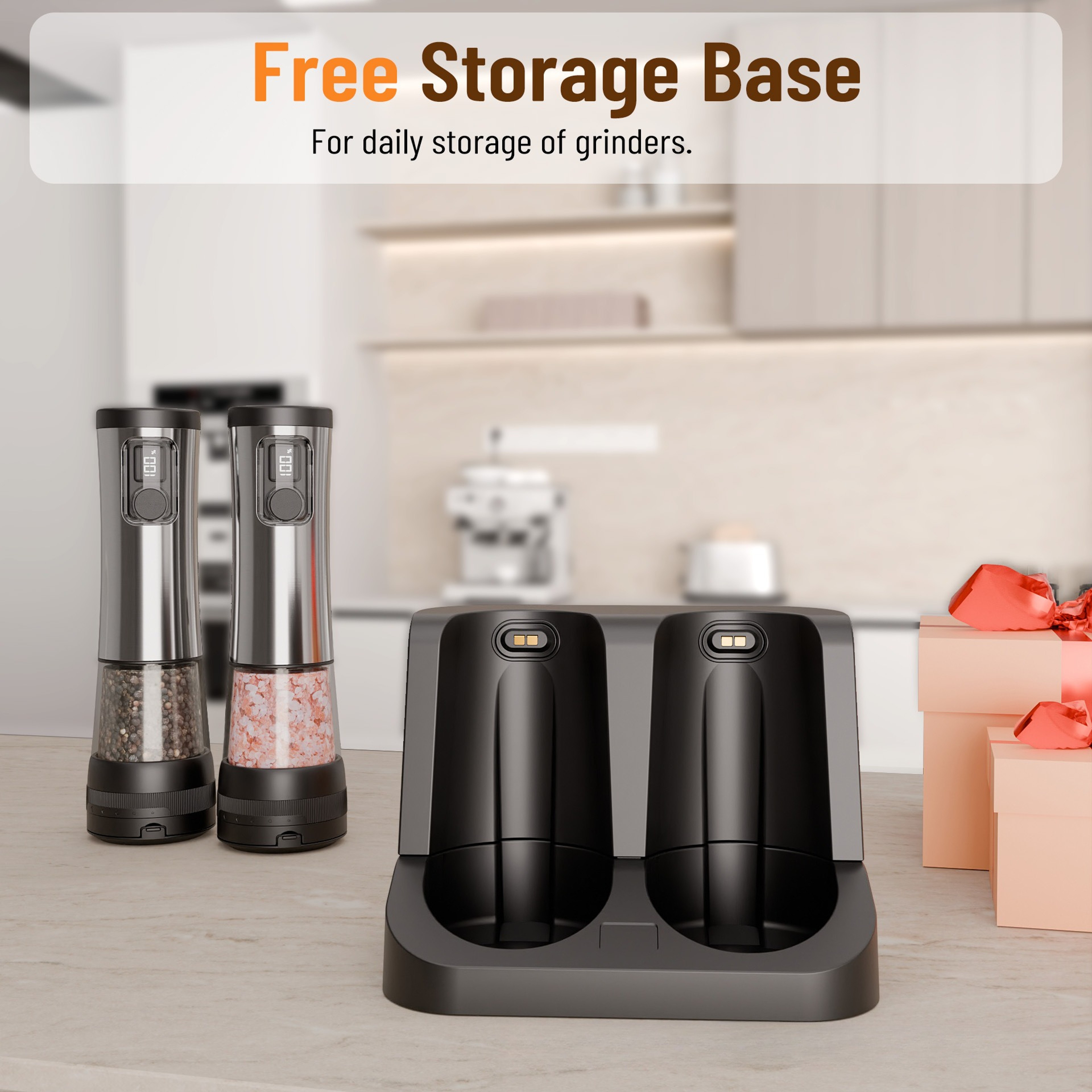 Rechargeable Electric Salt And Pepper Grinder Set With LED Light And Adjustable Coarseness 5